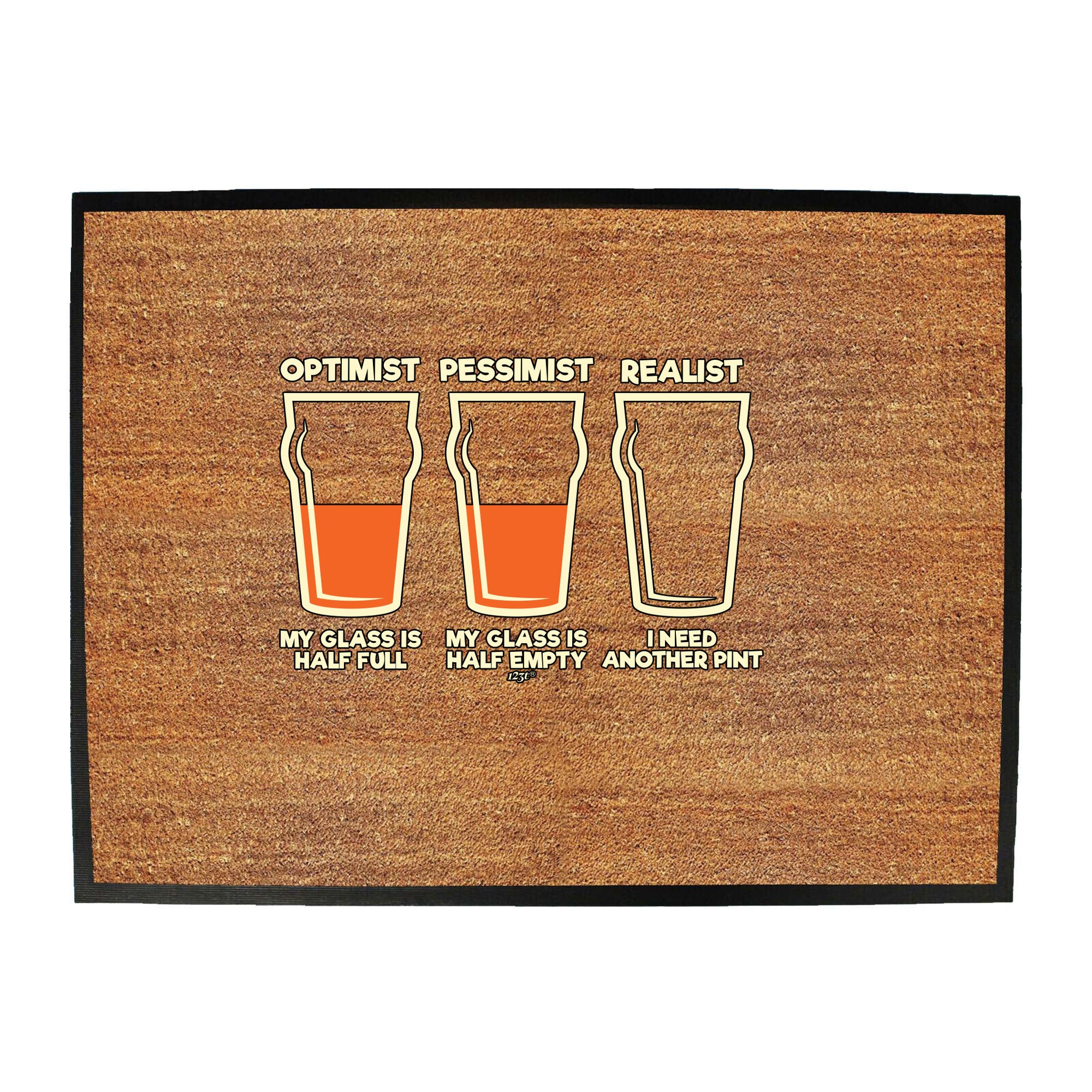 Optimist Pessimist Realist Beer - Funny Novelty Doormat