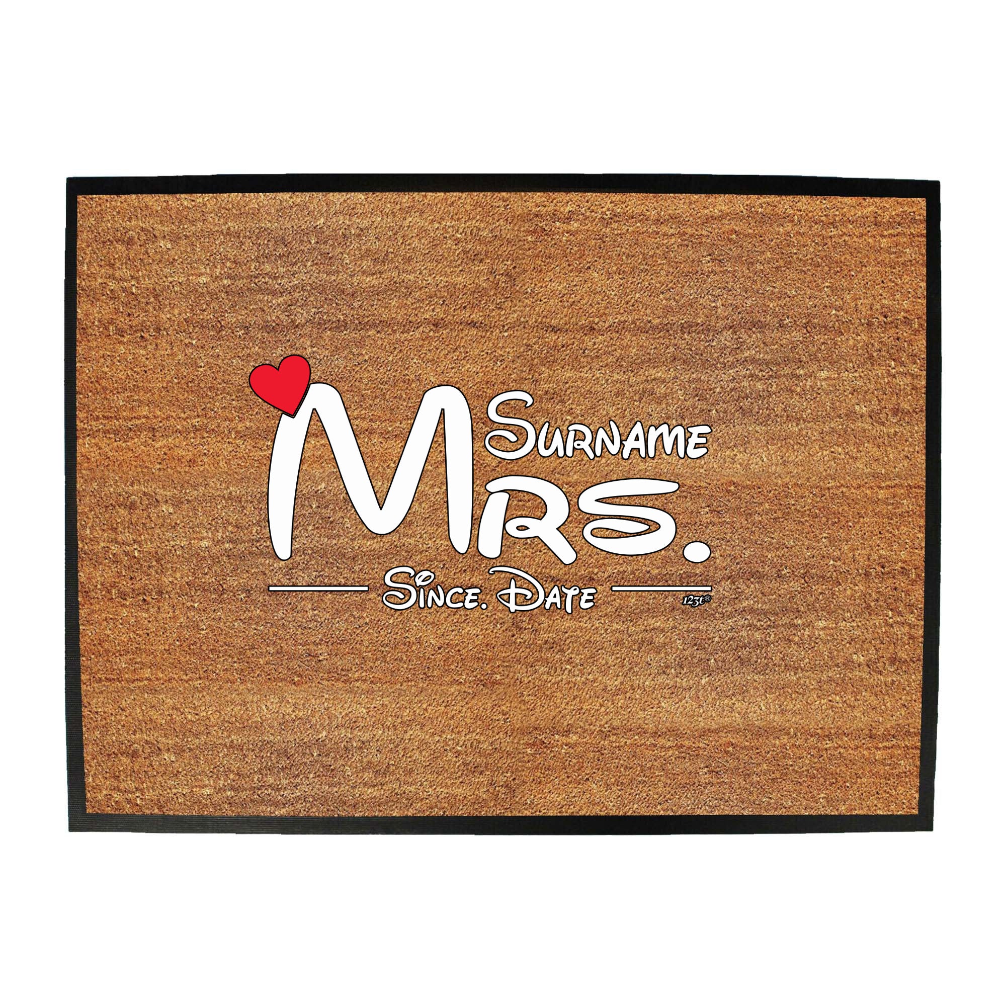 Surname Heart Mrs Since - Funny Novelty Doormat