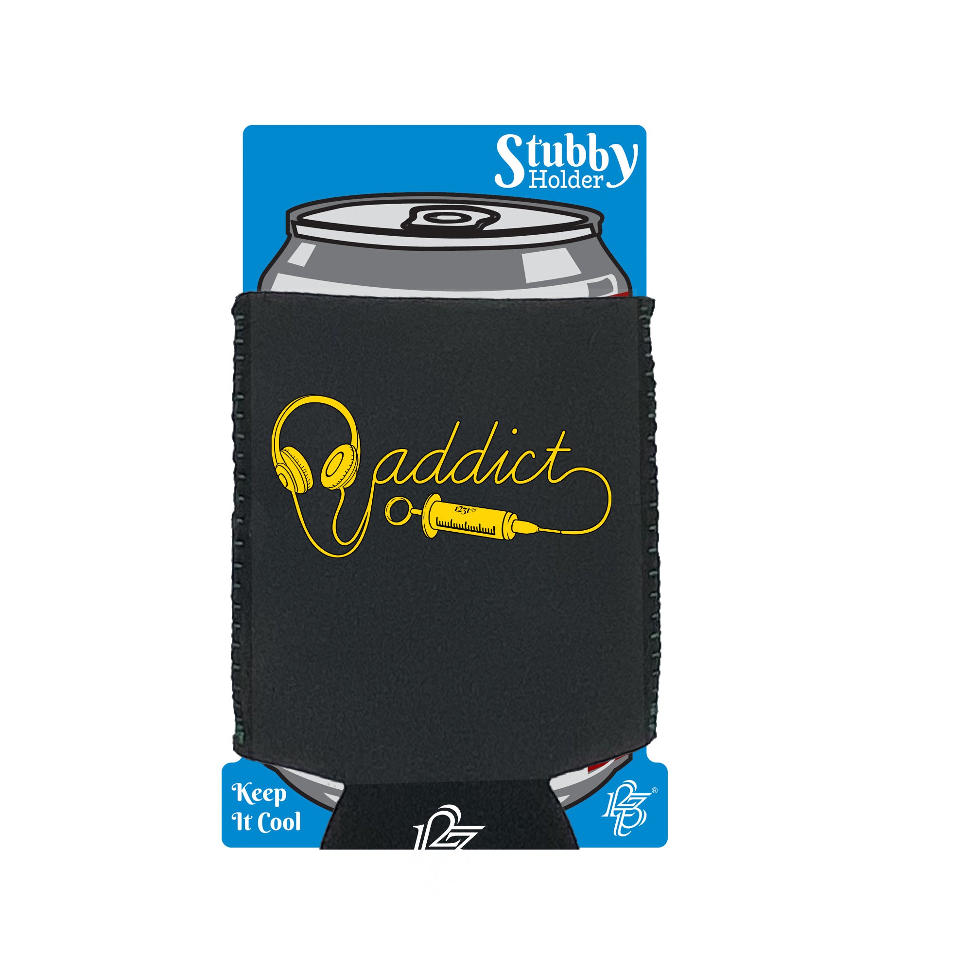 Dj Addict Headphone Head Phones Music - Funny Stubby Holder With Base