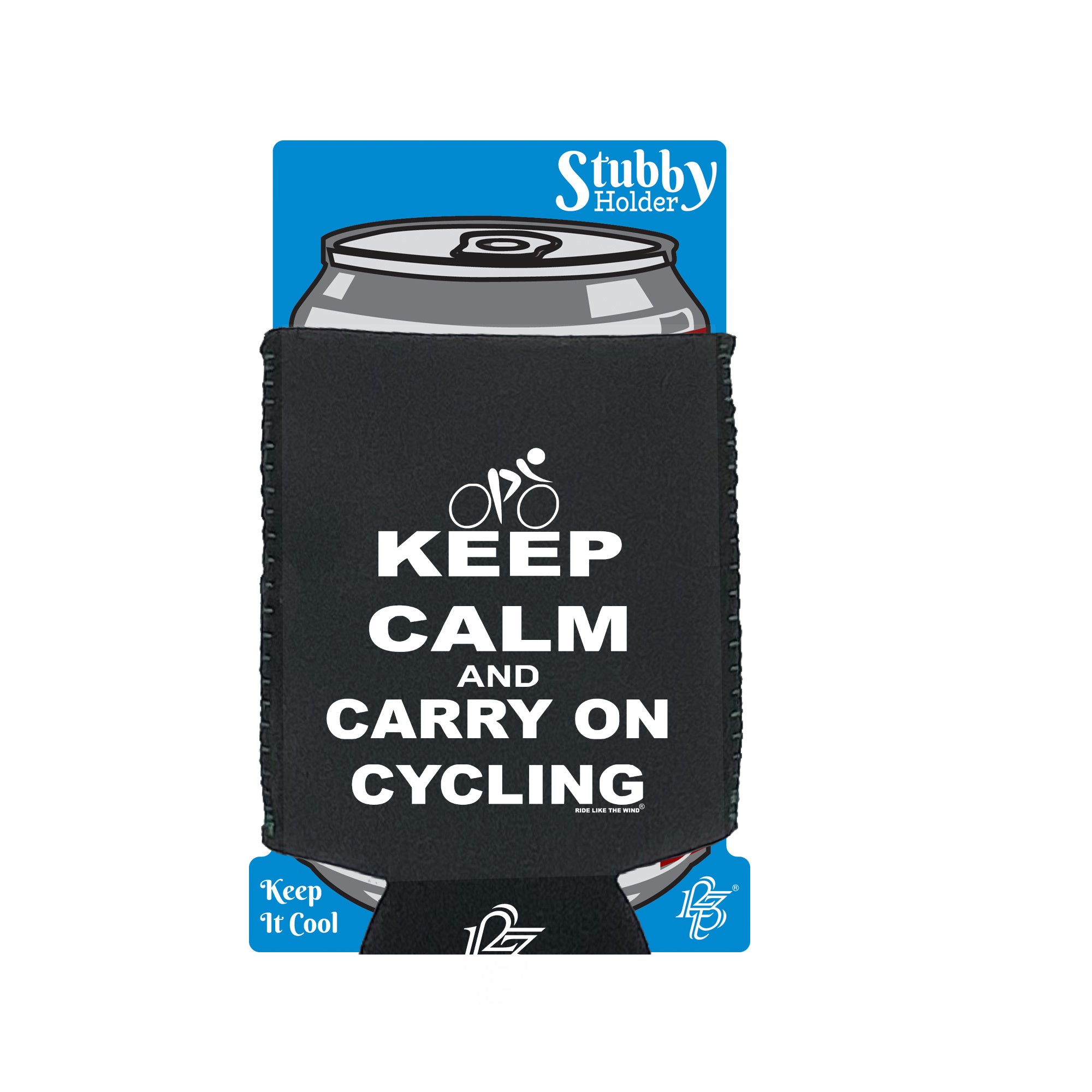 Rltw Keep Calm And Carry On Cycling - Funny Stubby Holder With Base