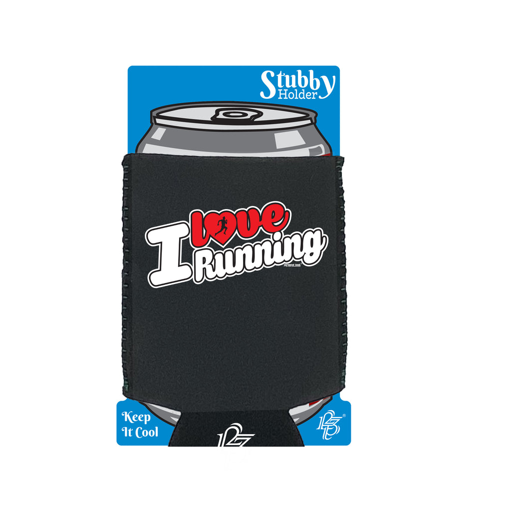 Pb I Love Running Stencil - Funny Stubby Holder With Base