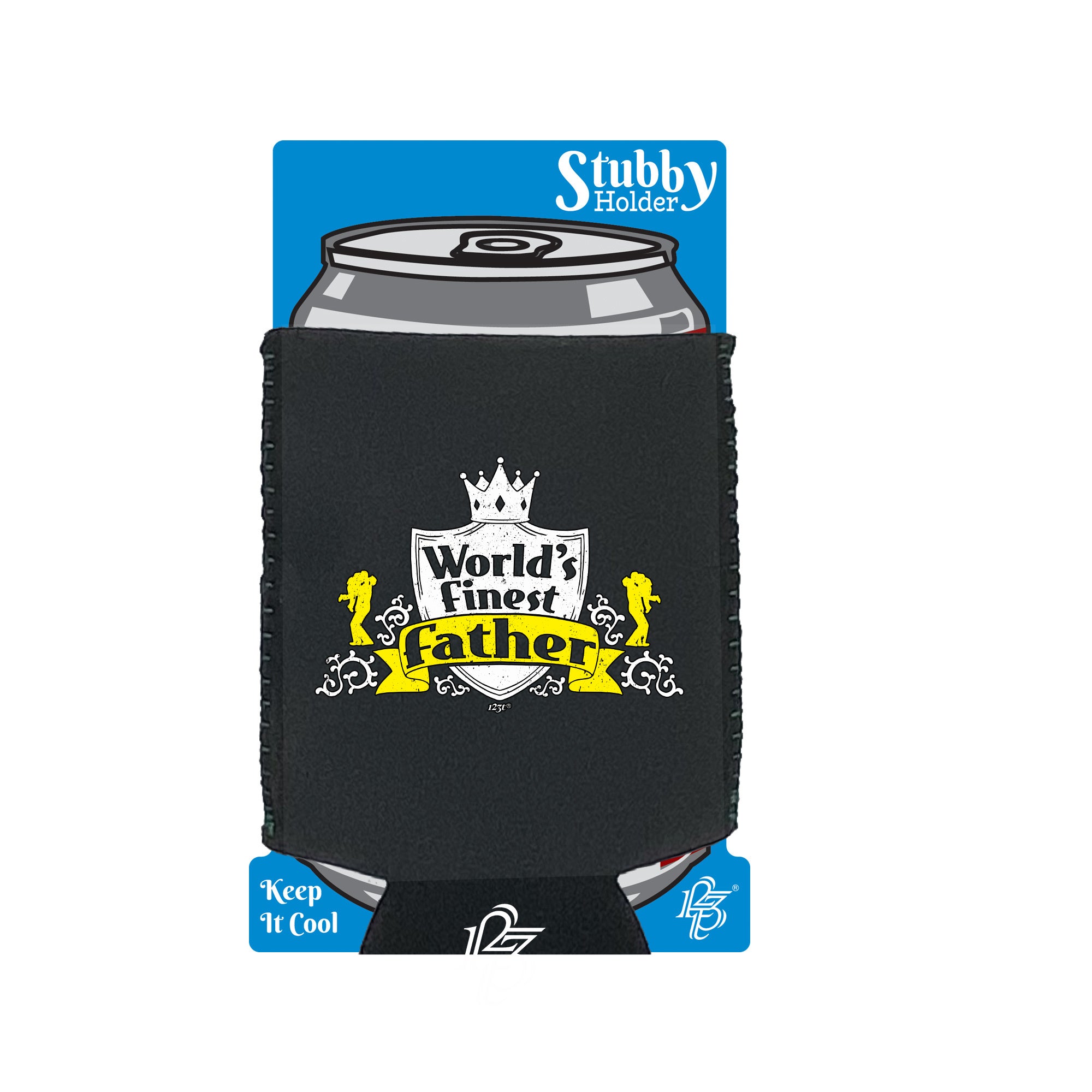 Worlds Finest Father - Funny Stubby Holder With Base