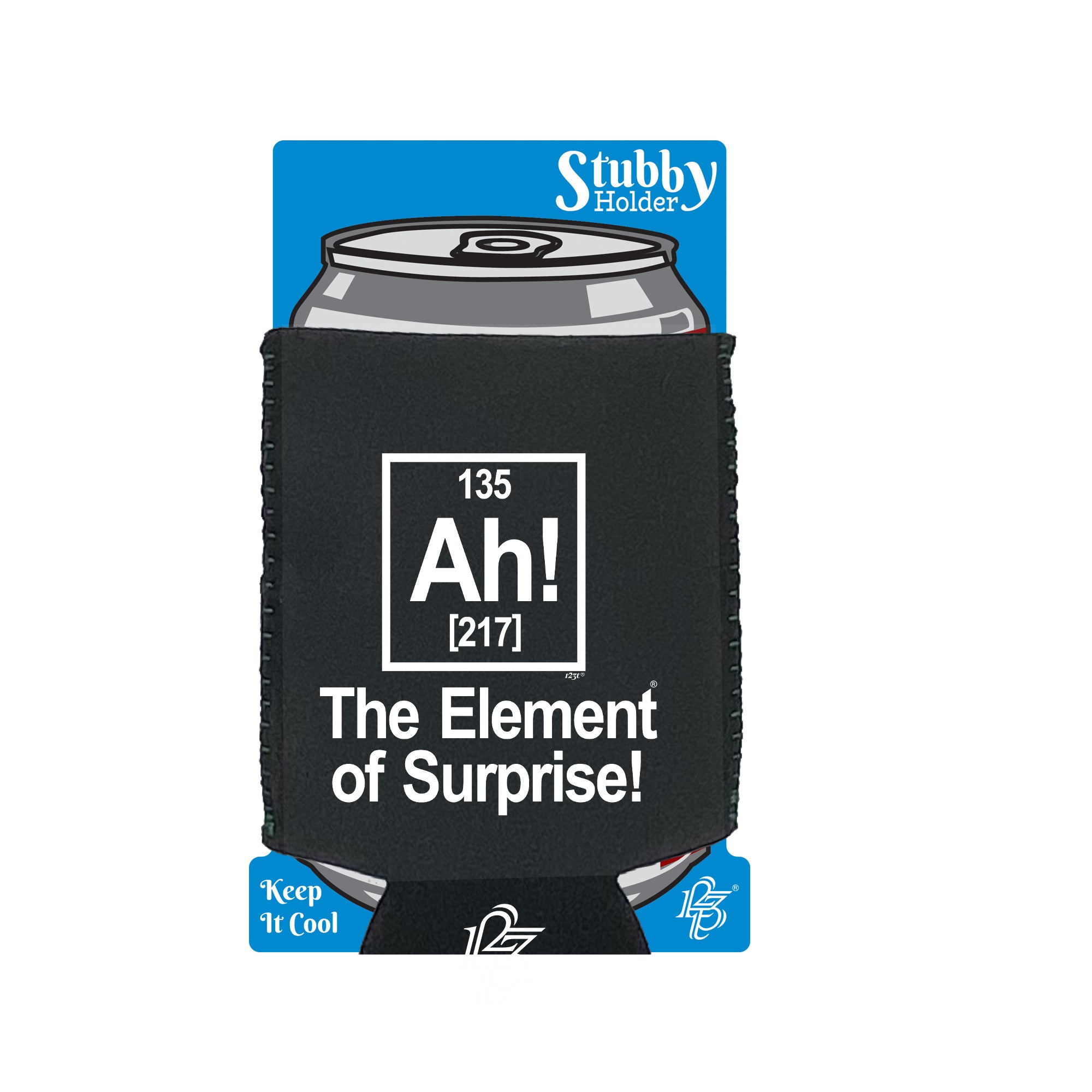 The Element Of Surprise White - Funny Stubby Holder With Base