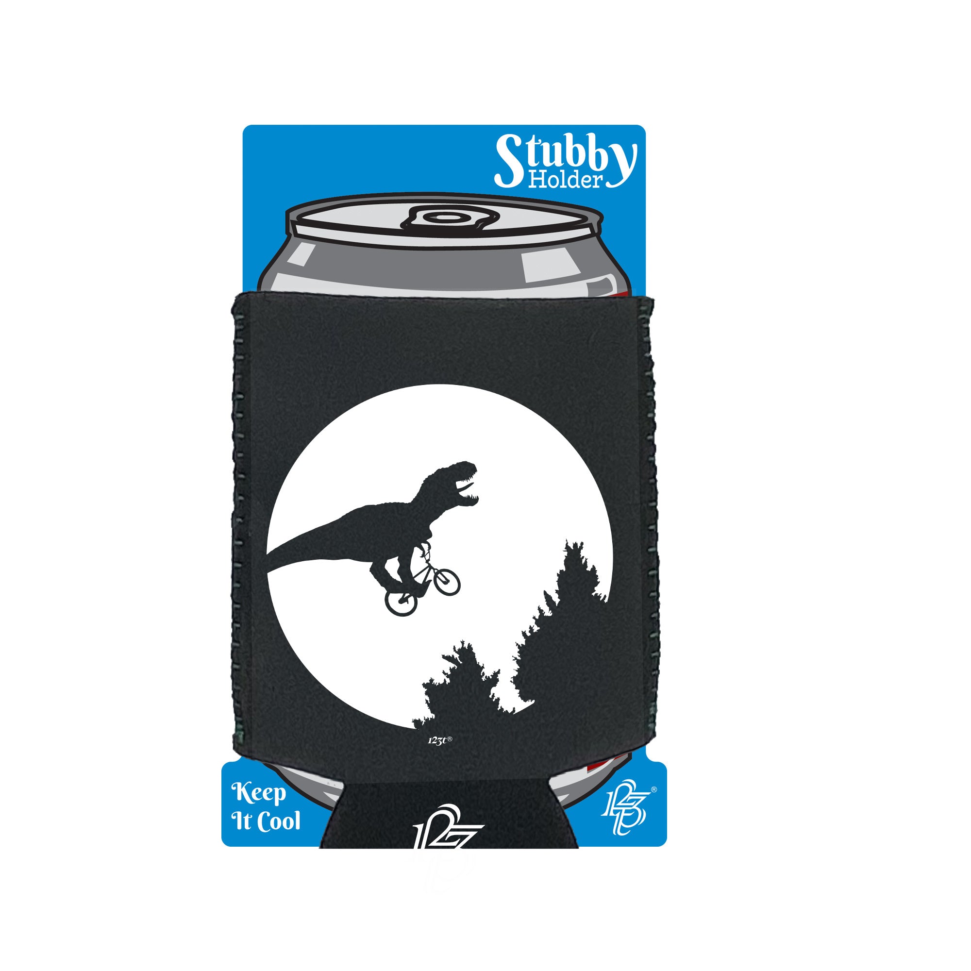 Dinosaur Across The Moon - Funny Stubby Holder With Base