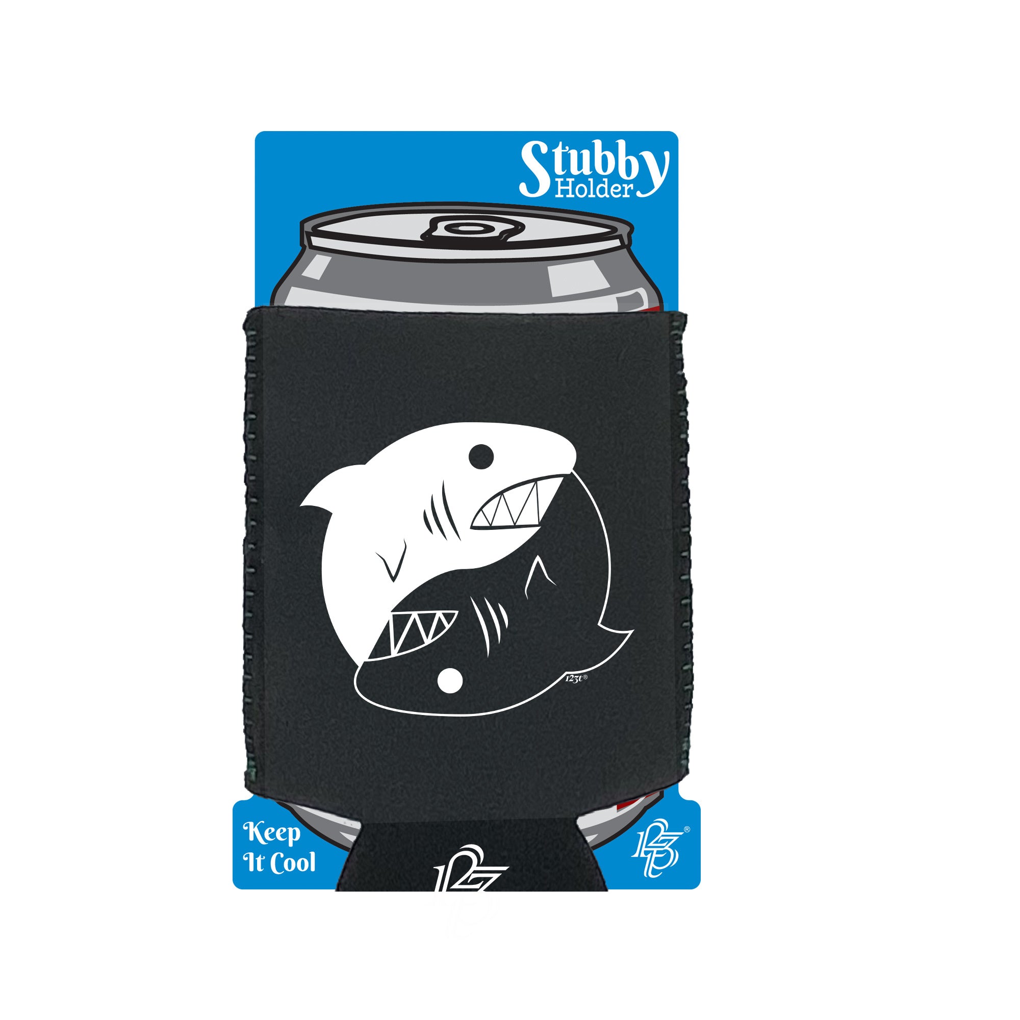 Yin Yang Shark - Funny Stubby Holder With Base