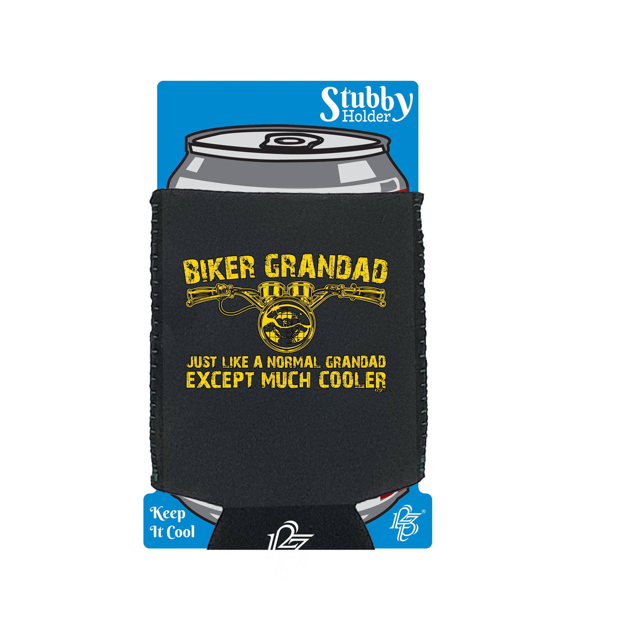 Biker Grandad - Funny Stubby Holder With Base