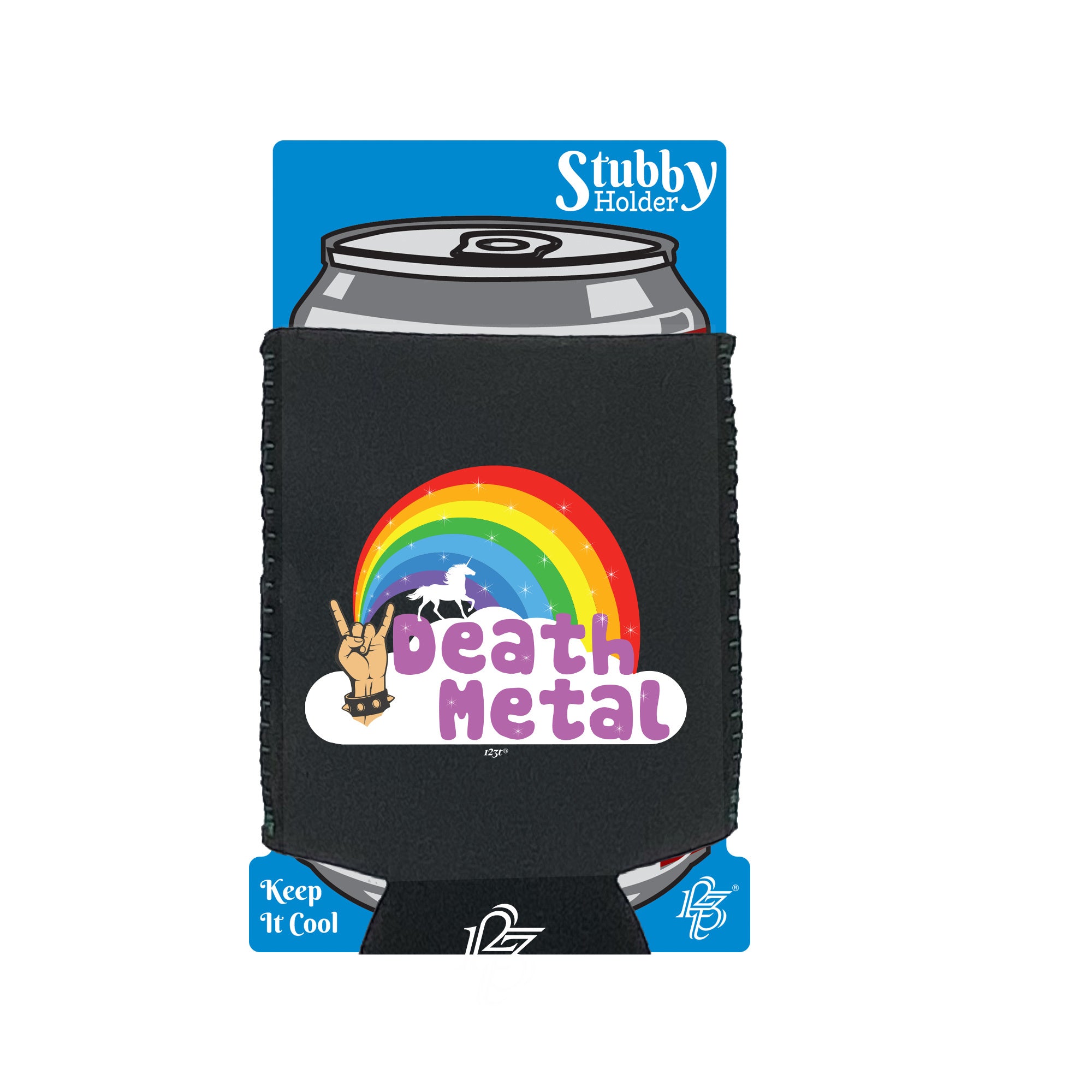 Death Metal Raindow - Funny Stubby Holder With Base