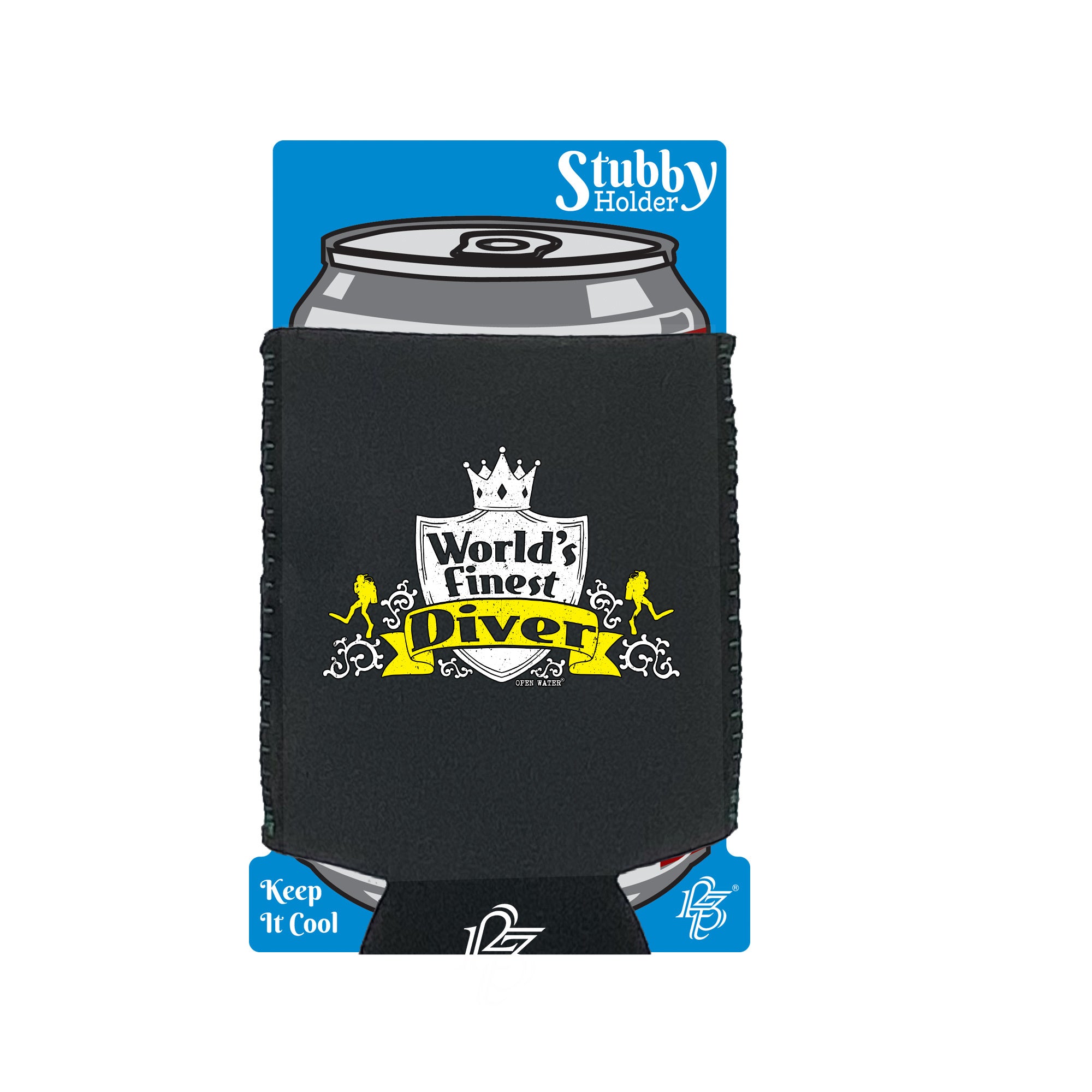 Ow Worlds Finest Diver - Funny Stubby Holder With Base