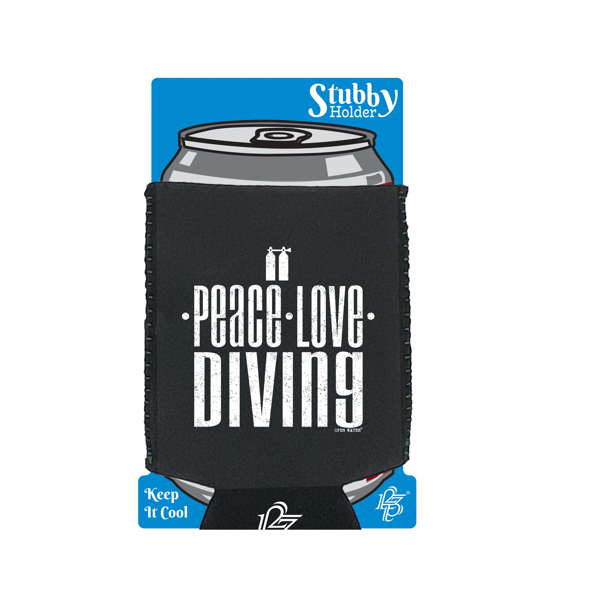 Ow Peace Love Diving - Funny Stubby Holder With Base
