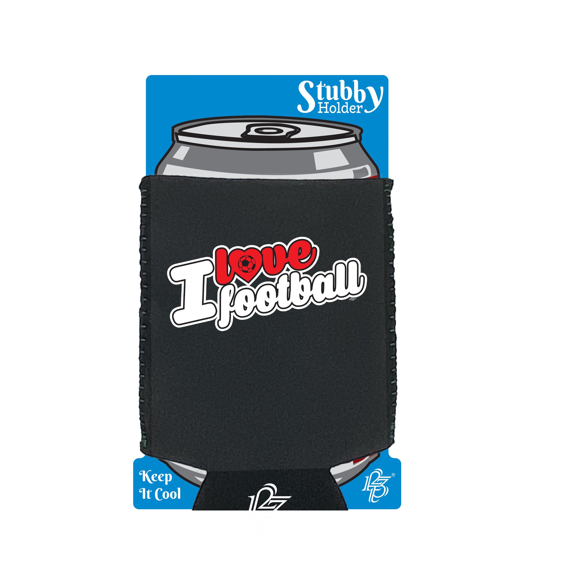 Love Football Stencil - Funny Stubby Holder With Base