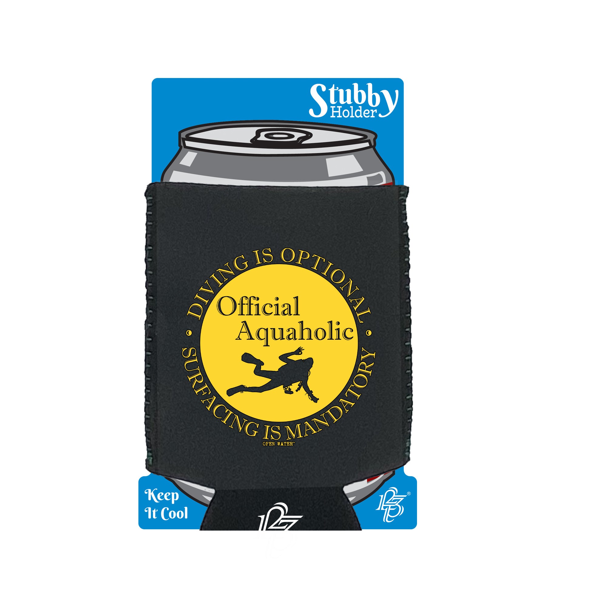 Ow Official Aquaholic - Funny Stubby Holder With Base