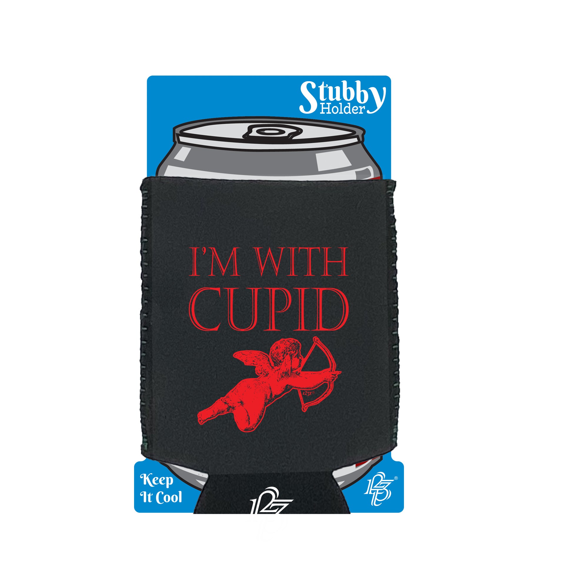 Im With Cupid - Funny Stubby Holder With Base