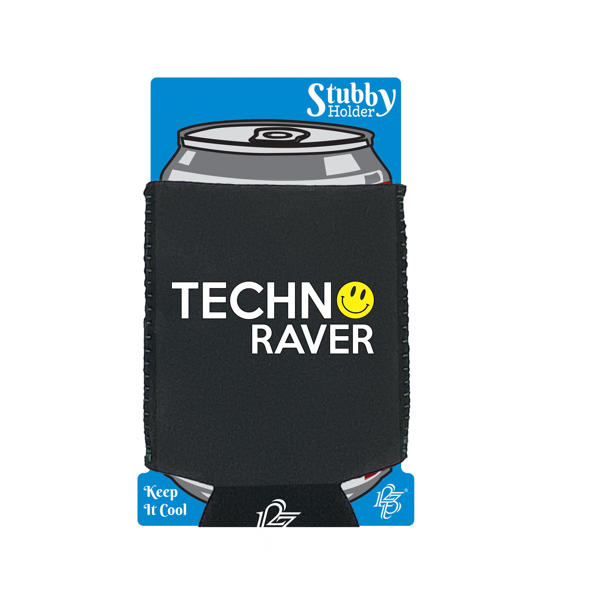 Techno Raver - Funny Stubby Holder With Base