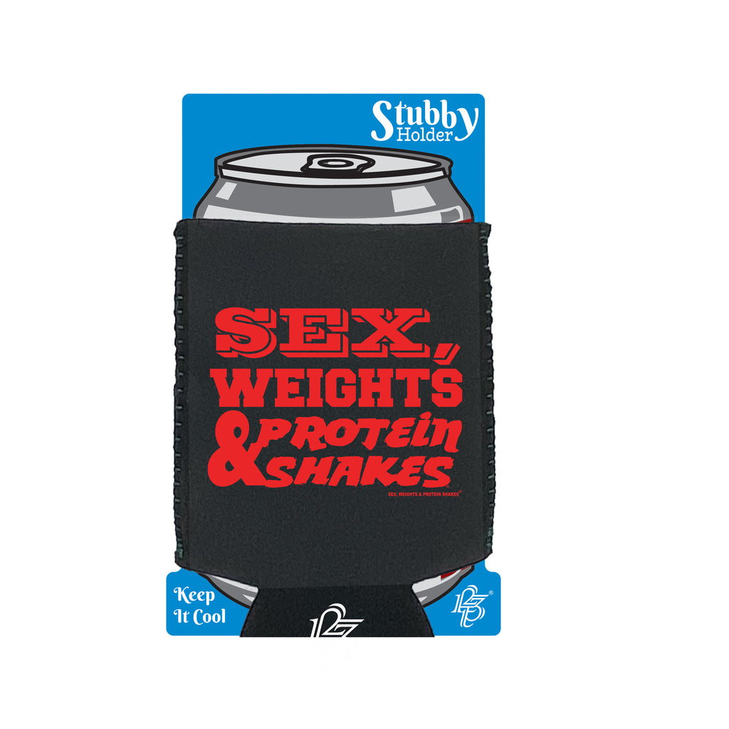 Swps Sex Weights Protein Shakes D1 Red - Funny Stubby Holder With Base