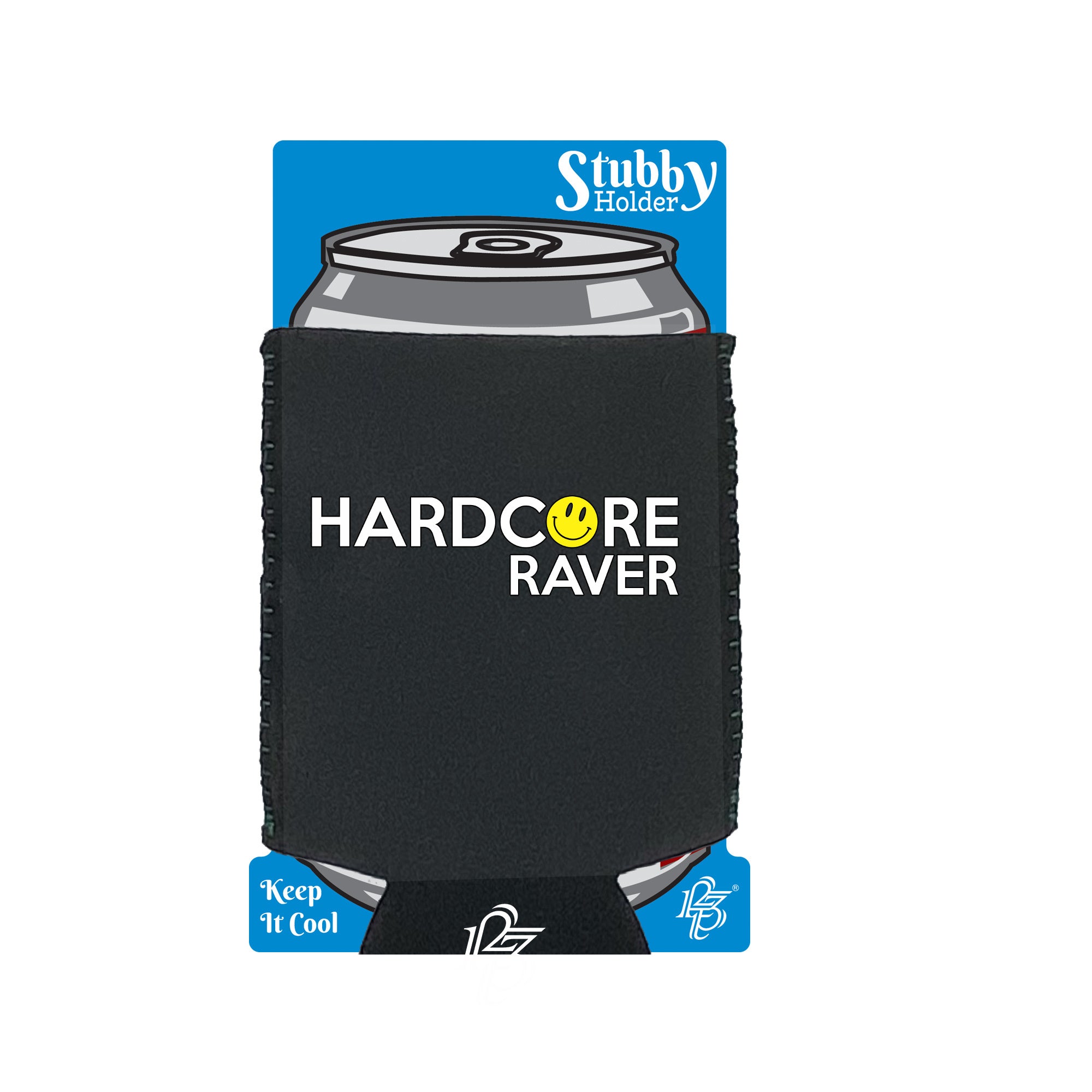 Hardcore Raver Smile - Funny Stubby Holder With Base