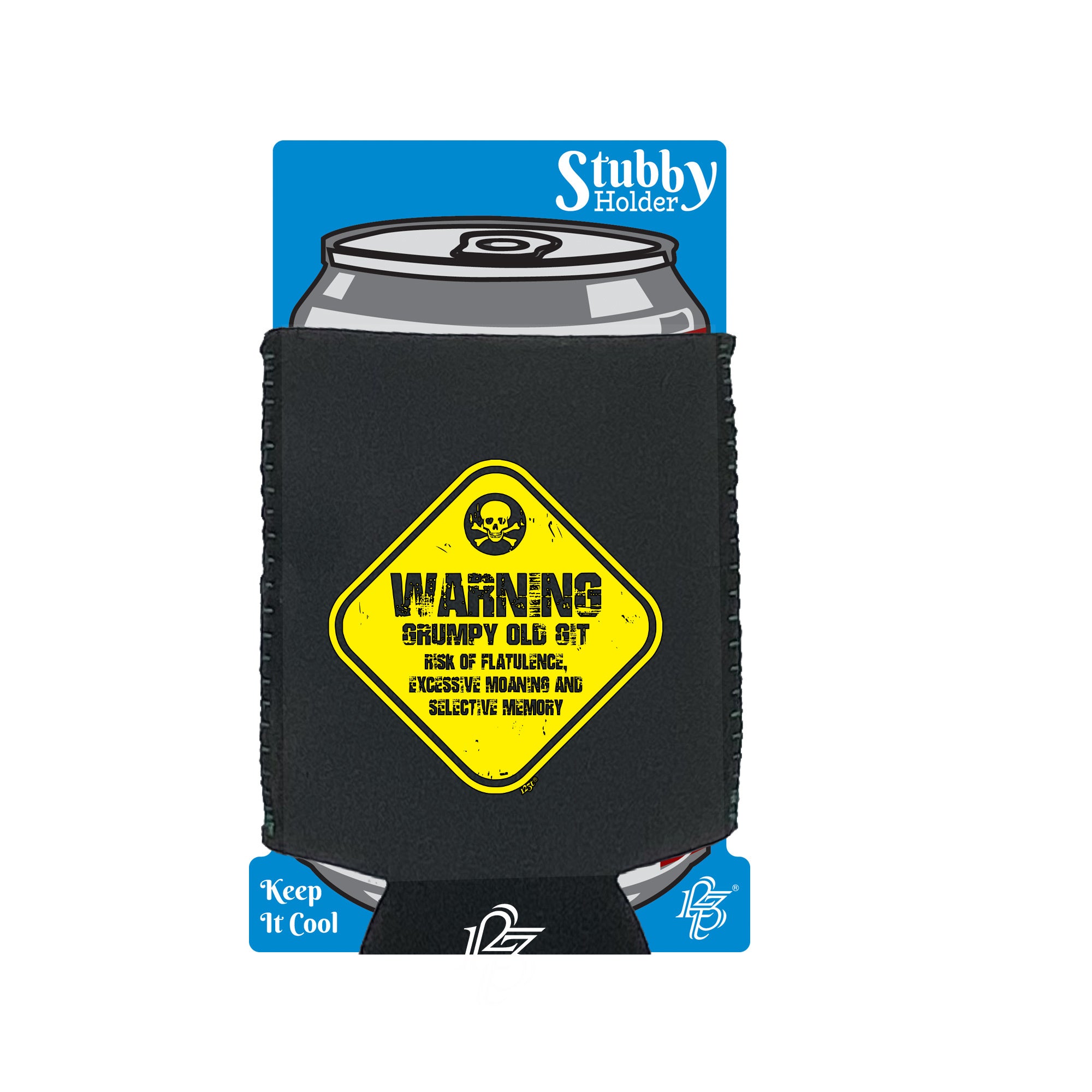 Warning Grumpy Old Git - Funny Stubby Holder With Base