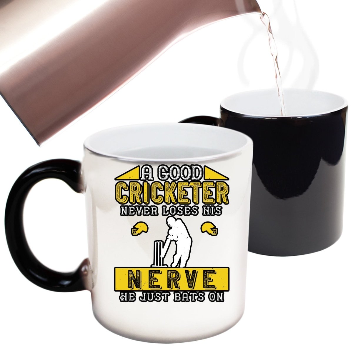 A Good Cricketer Never Loses His Nerve He Just Bats On Mug Cup - 123t Australia | Funny T-Shirts Mugs Novelty Gifts