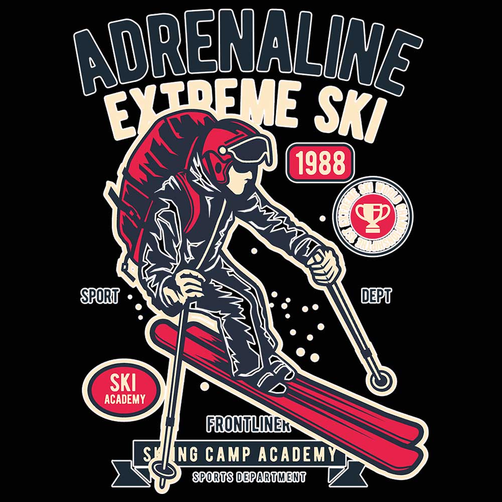 Adrenaline Extreme Ski Skiing - Mens Funny T-Shirt Tshirts - 123t Australia | Funny T-Shirts Mugs Novelty Gifts