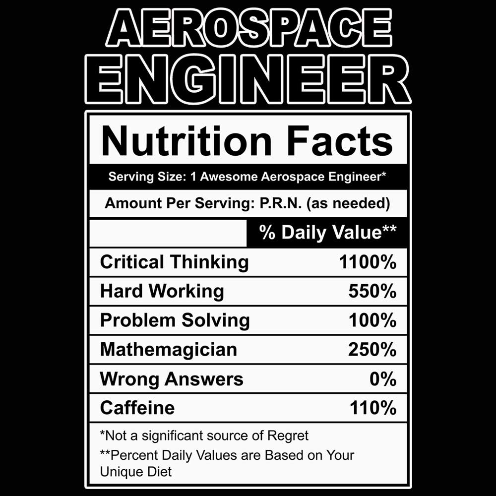 Aerospace Engineer Nutrition Facts - Mens Funny T-Shirt Tshirts - 123t Australia | Funny T-Shirts Mugs Novelty Gifts