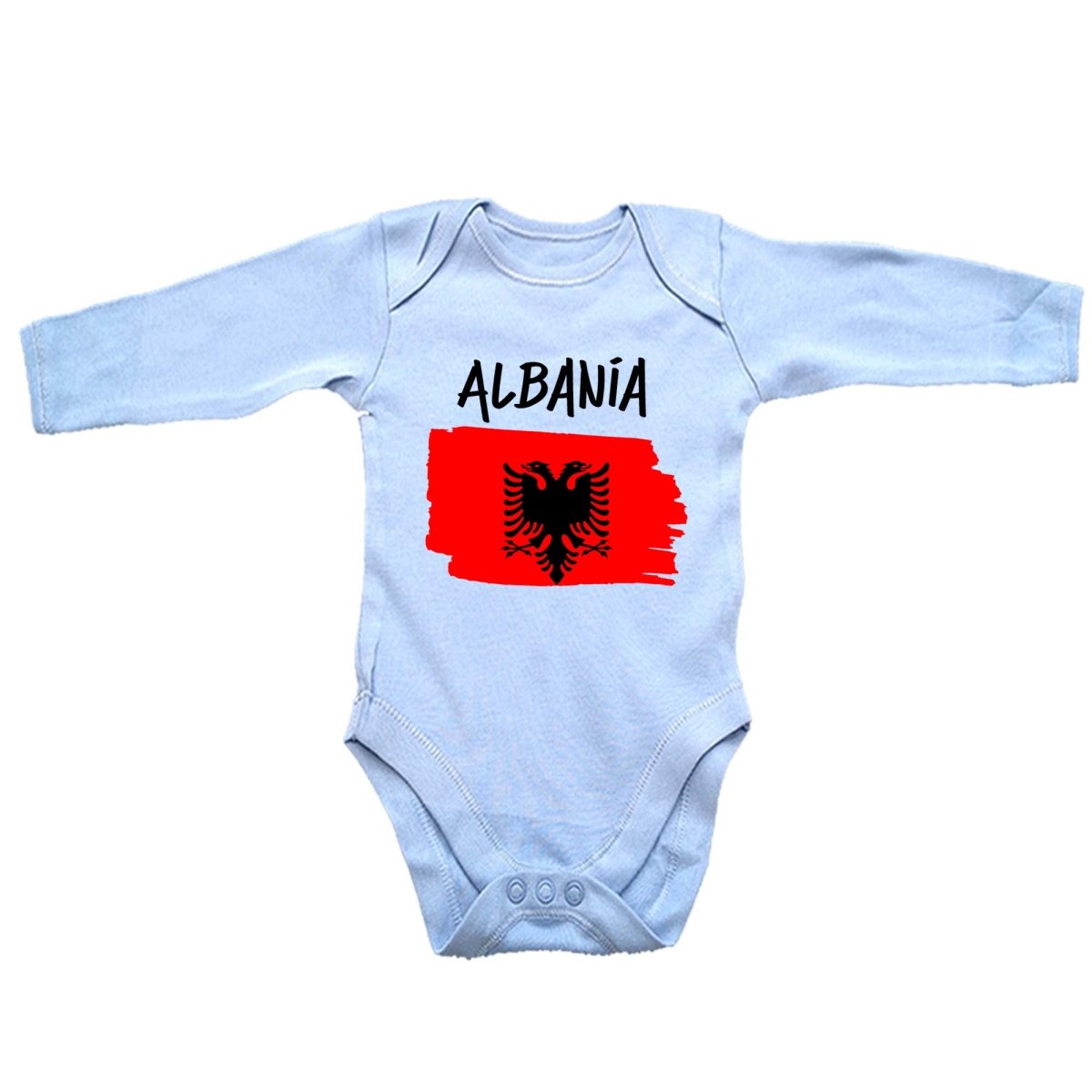Albania Country Flag Nationality - Babygrow Baby - 123t Australia | Funny T-Shirts Mugs Novelty Gifts