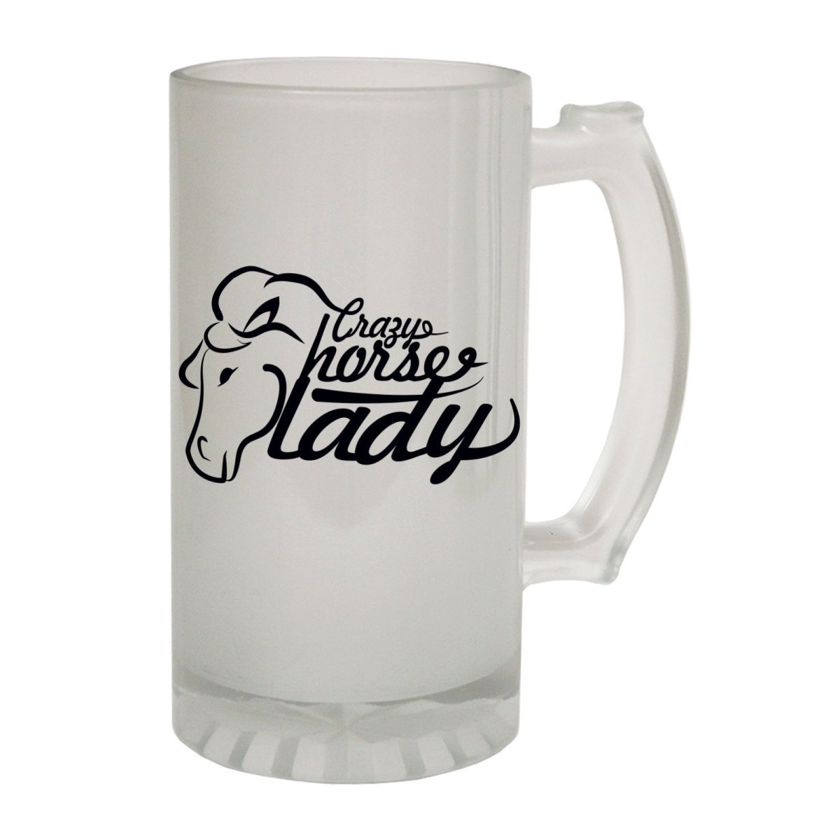 Alcohol Animal Frosted Glass Beer Stein - Crazy Horse Lady - Funny Novelty Birthday - 123t Australia | Funny T-Shirts Mugs Novelty Gifts