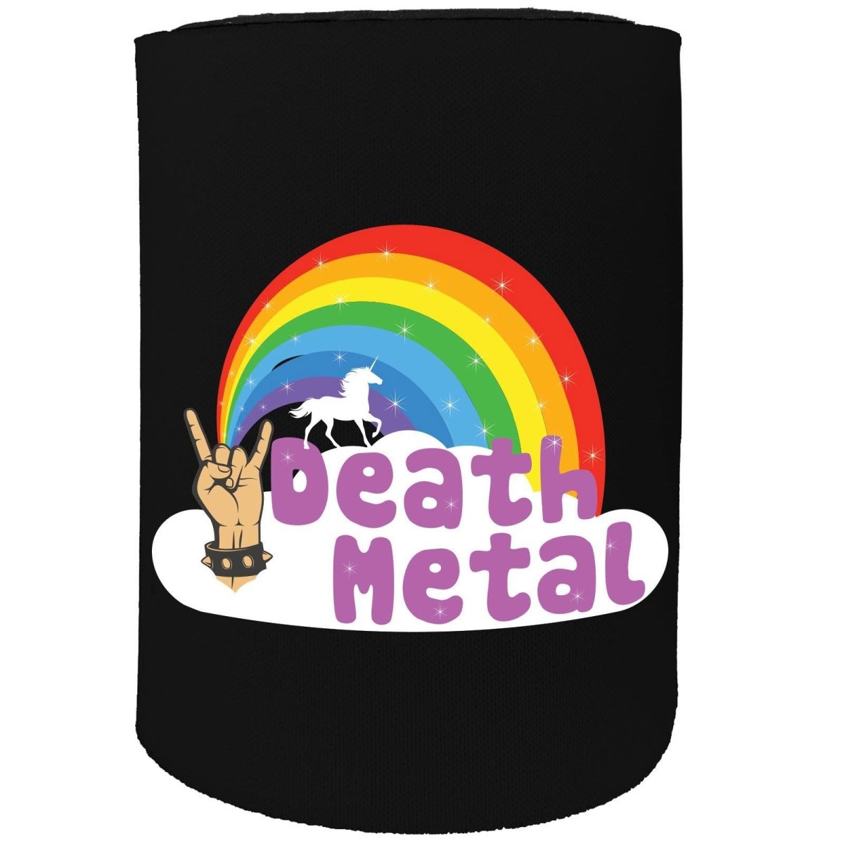 Alcohol Animal Stubby Holder - Death Metal Unicorn - Funny Novelty Birthday Gift Joke Beer Can Bottle - 123t Australia | Funny T-Shirts Mugs Novelty Gifts
