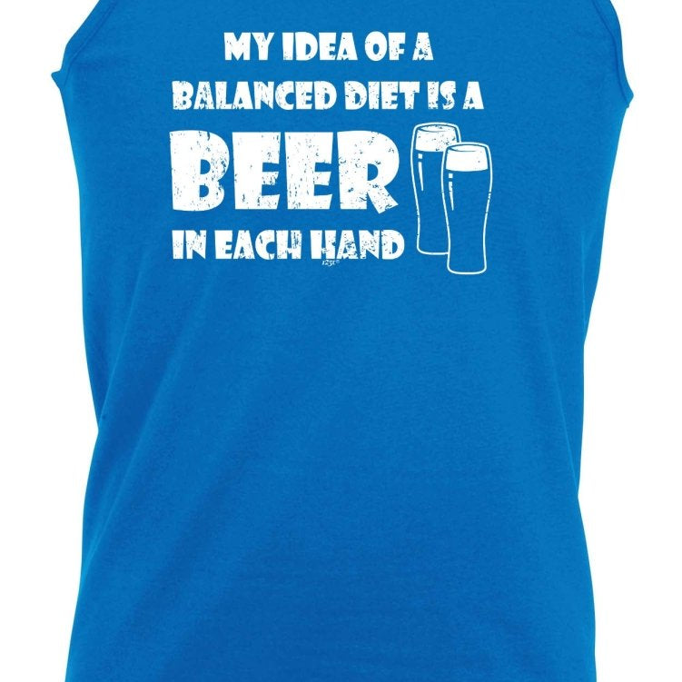 Alcohol Balanced Diet Is A Beer Each Hand - Funny Novelty Vest Singlet Unisex Tank Top - 123t Australia | Funny T-Shirts Mugs Novelty Gifts