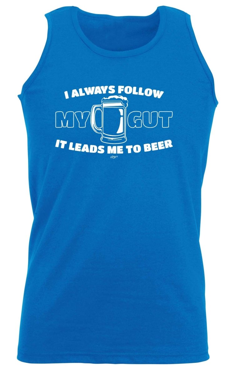 Alcohol Follow My Gut It Leads Me To Beer - Funny Novelty Vest Singlet Unisex Tank Top - 123t Australia | Funny T-Shirts Mugs Novelty Gifts