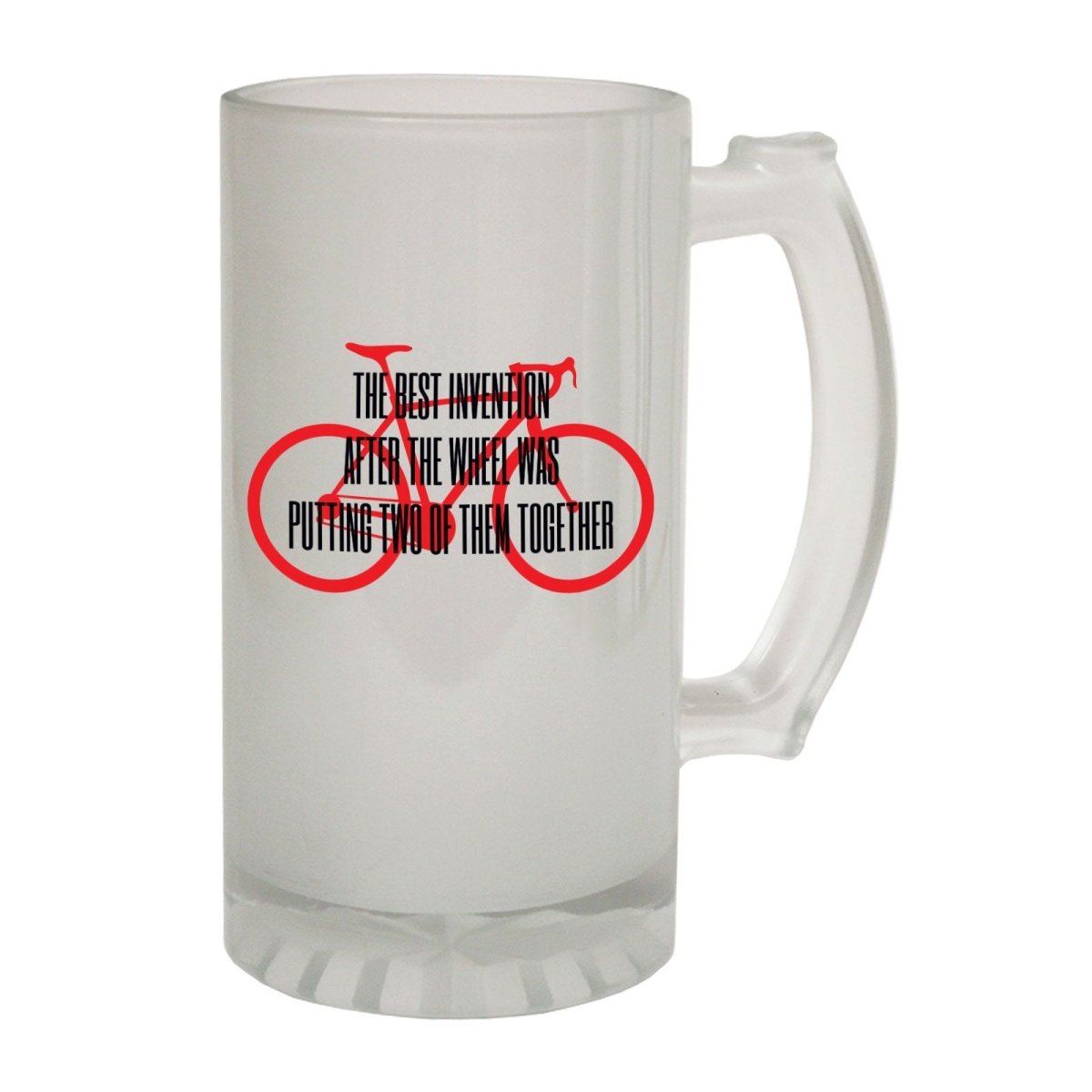 Alcohol Frosted Glass Beer Stein - Best Invention Wheel Cyclist - Funny Novelty Birthday - 123t Australia | Funny T-Shirts Mugs Novelty Gifts
