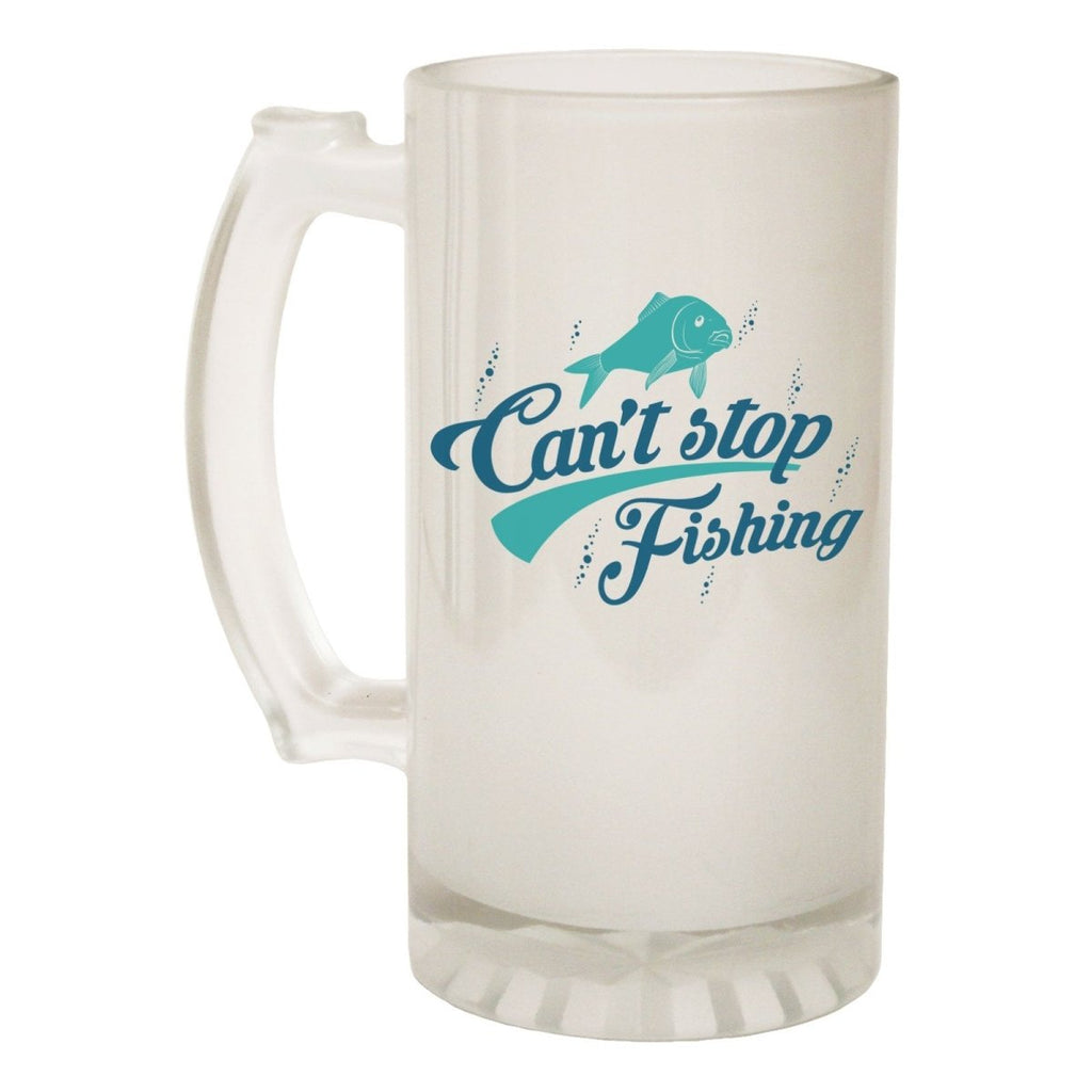 Alcohol Frosted Glass Beer Stein - Cant Stop Fishing Fish - Funny Novelty Birthday - 123t Australia | Funny T-Shirts Mugs Novelty Gifts