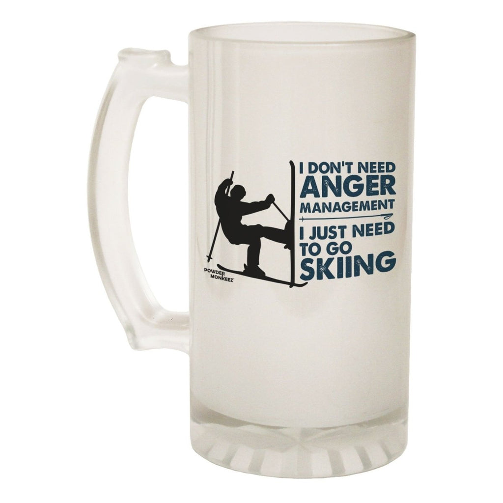 Alcohol Frosted Glass Beer Stein - Dont Need Anger Skiing - Funny Novelty Birthday - 123t Australia | Funny T-Shirts Mugs Novelty Gifts