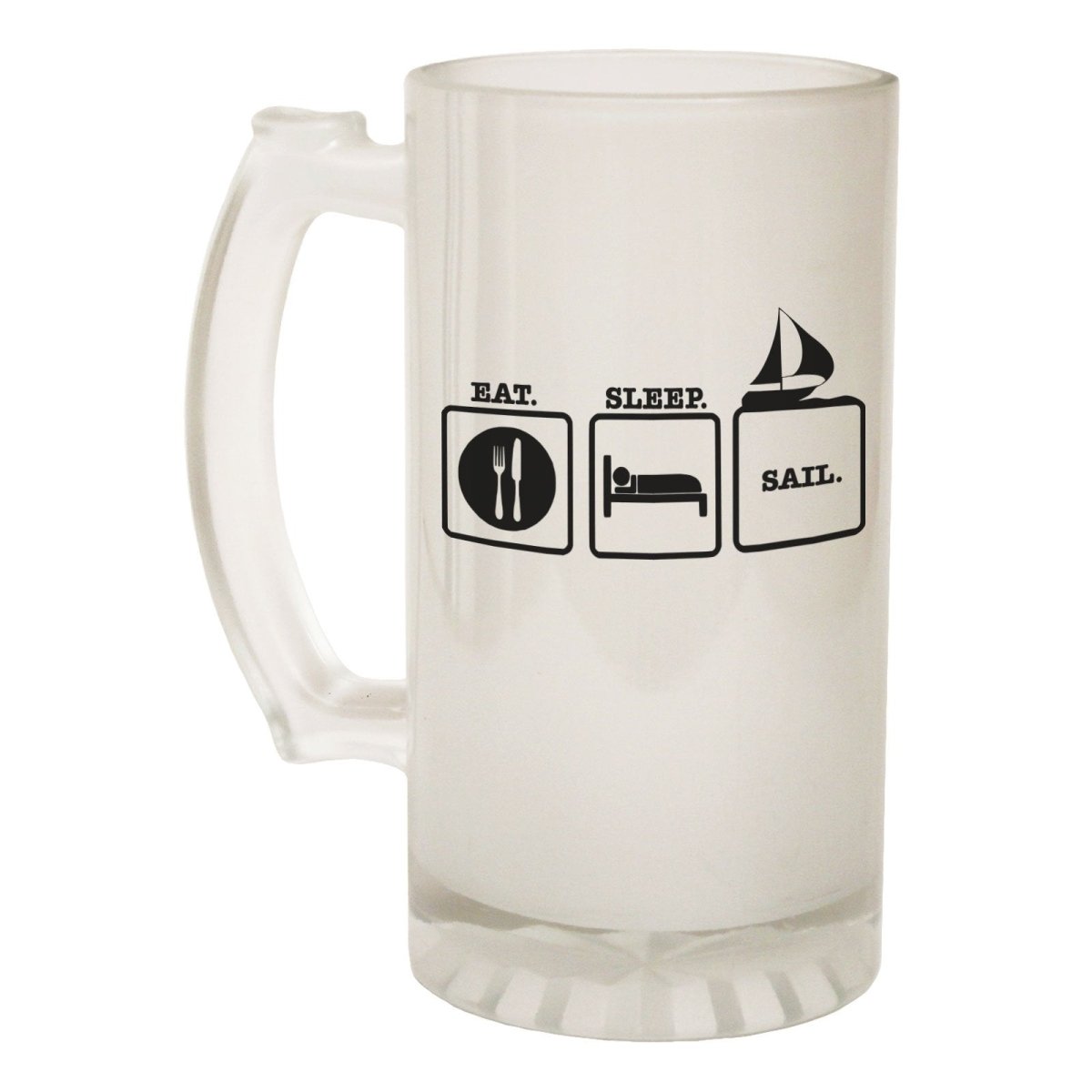 Alcohol Frosted Glass Beer Stein - Eat Sleep Sail - Funny Novelty Birthday - 123t Australia | Funny T-Shirts Mugs Novelty Gifts