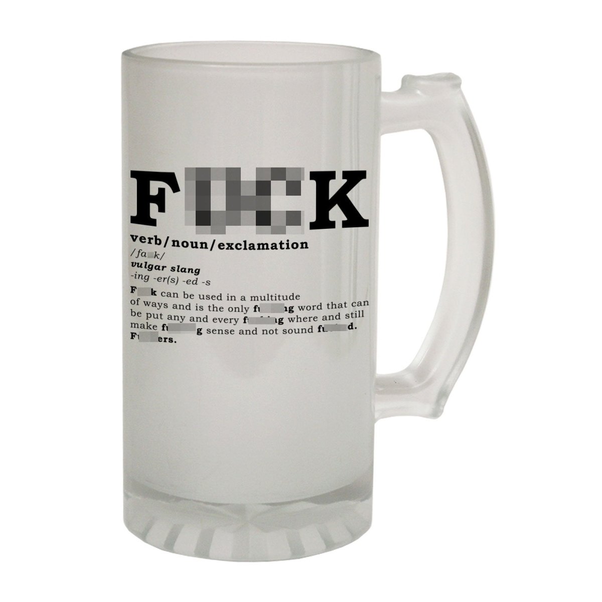 Alcohol Frosted Glass Beer Stein - F Word Noun Joke - Funny Novelty Birthday - 123t Australia | Funny T-Shirts Mugs Novelty Gifts