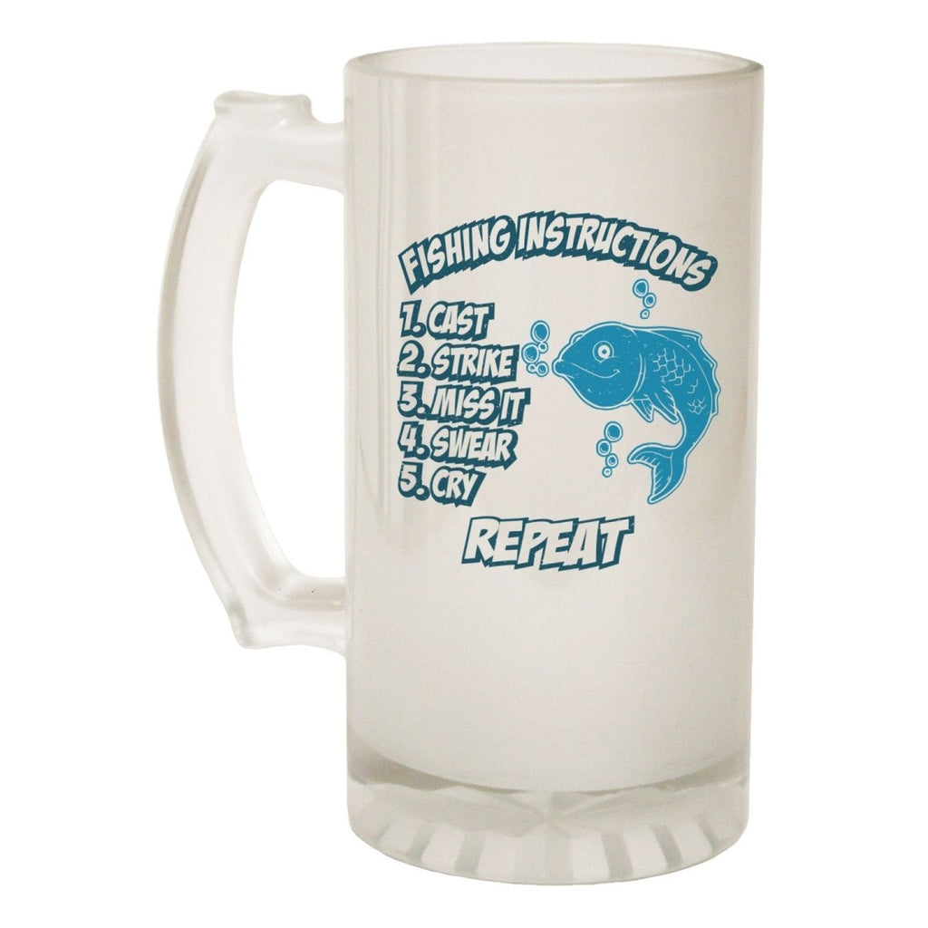 Alcohol Frosted Glass Beer Stein - Fishing Instructions Fish - Funny Novelty Birthday - 123t Australia | Funny T-Shirts Mugs Novelty Gifts