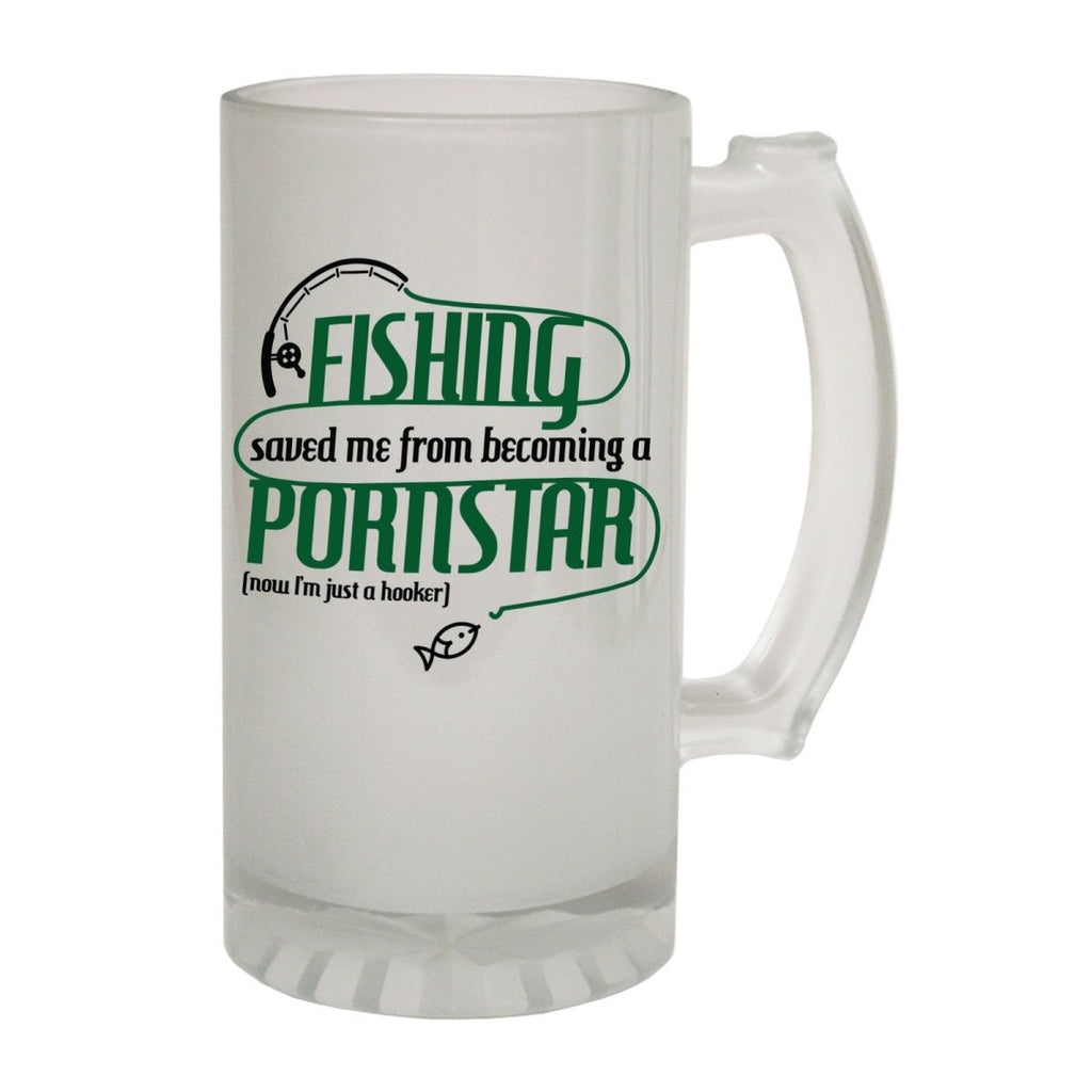 Alcohol Frosted Glass Beer Stein - Fishing Saved Me Pornstar - Funny Novelty Birthday - 123t Australia | Funny T-Shirts Mugs Novelty Gifts