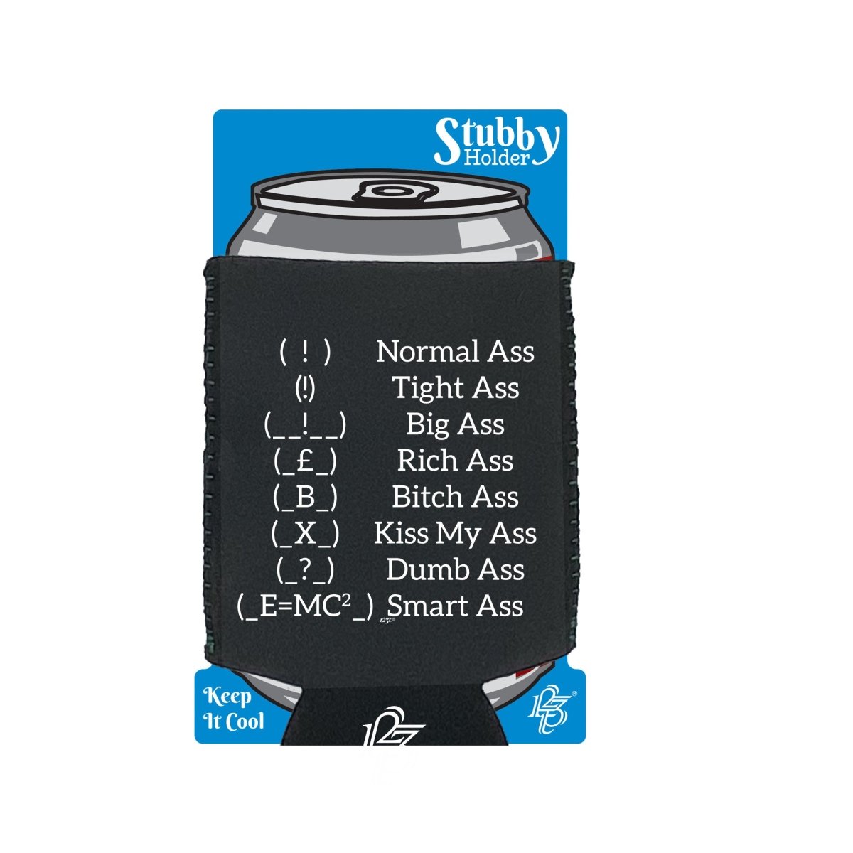 Ass Types - Funny Novelty Stubby Holder With Base - 123t Australia | Funny T-Shirts Mugs Novelty Gifts