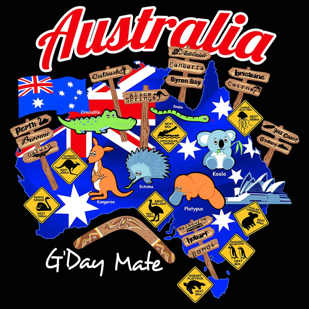Australia Gday Mate Good Day Oz Day - Mens 123t Funny T-Shirt Tshirts