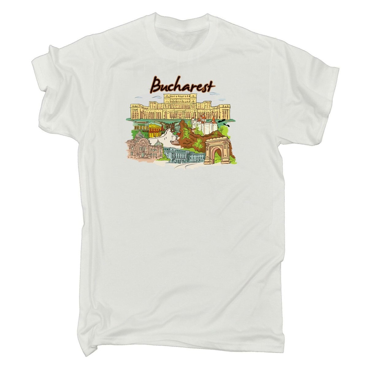 Bucharest Romania Country Flag Destination - Mens Funny T-Shirt Tshirts - 123t Australia | Funny T-Shirts Mugs Novelty Gifts