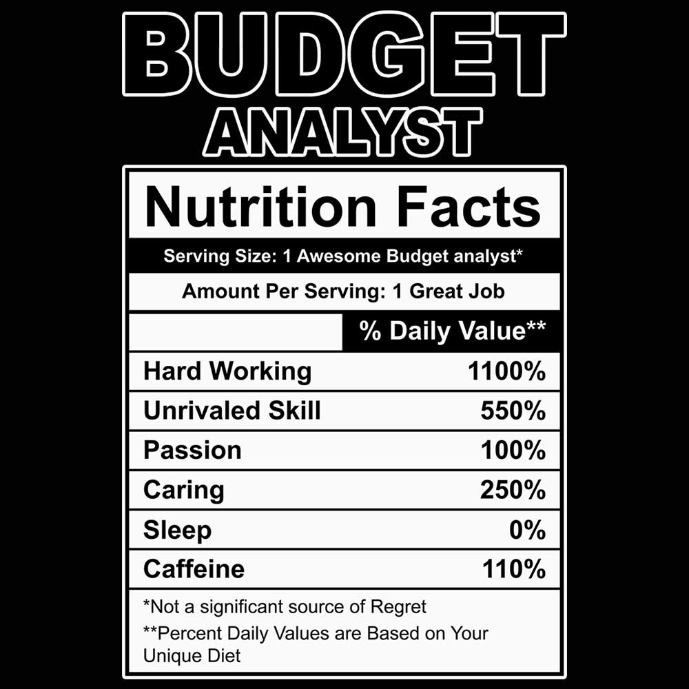 Budget Analyst Nutrition Facts - Mens Funny T-Shirt Tshirts - 123t Australia | Funny T-Shirts Mugs Novelty Gifts