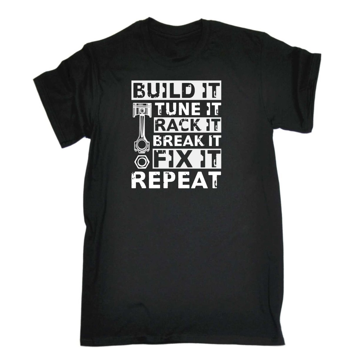Build Tune Race Break Fix It Repeat Racing Car Mechanic - Mens Funny T-Shirt Tshirts - 123t Australia | Funny T-Shirts Mugs Novelty Gifts