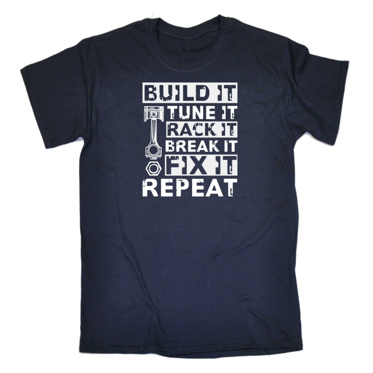 Build Tune Race Break Fix It Repeat Racing Car Mechanic - Mens Funny T-Shirt Tshirts - 123t Australia | Funny T-Shirts Mugs Novelty Gifts