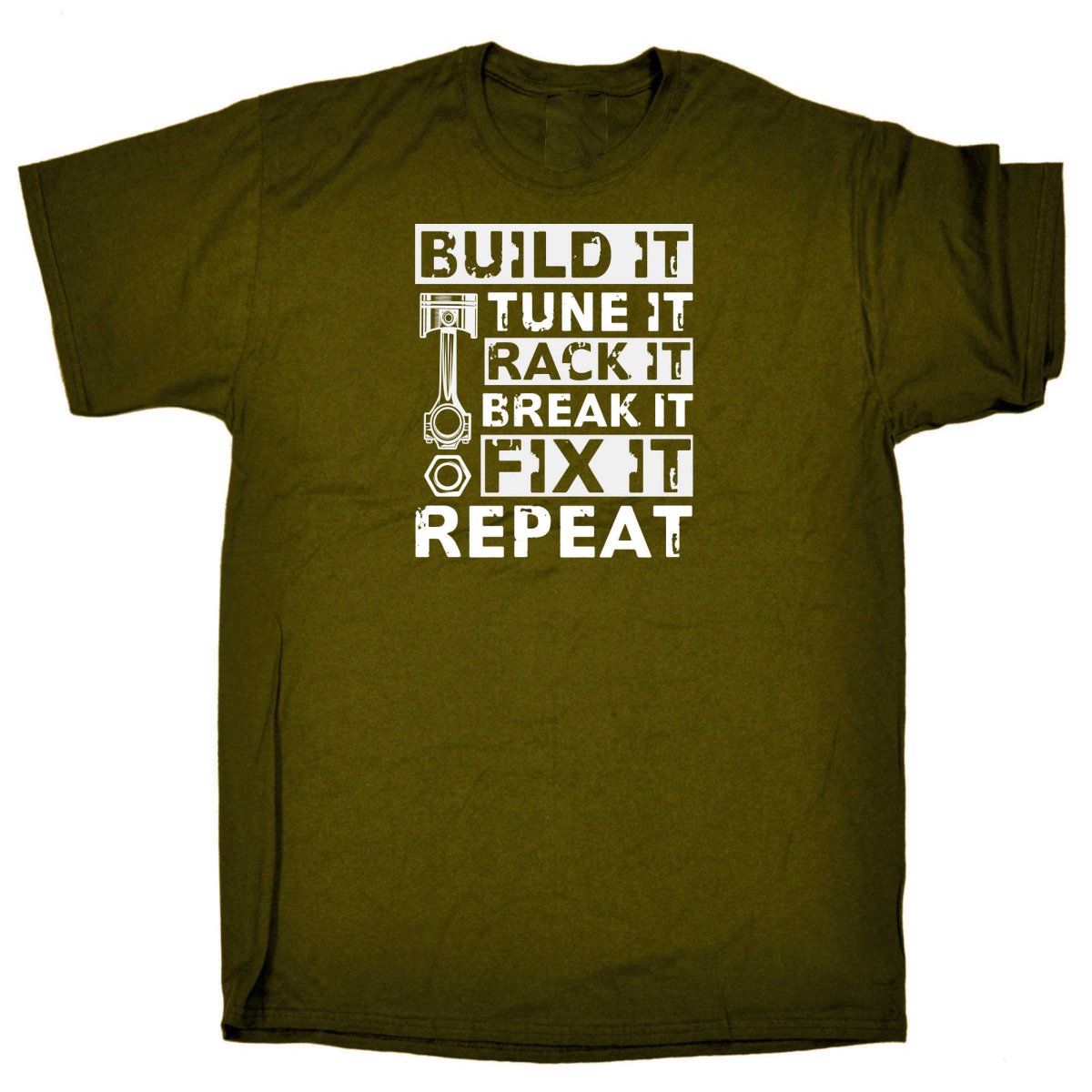 Build Tune Race Break Fix It Repeat Racing Car Mechanic - Mens Funny T-Shirt Tshirts - 123t Australia | Funny T-Shirts Mugs Novelty Gifts