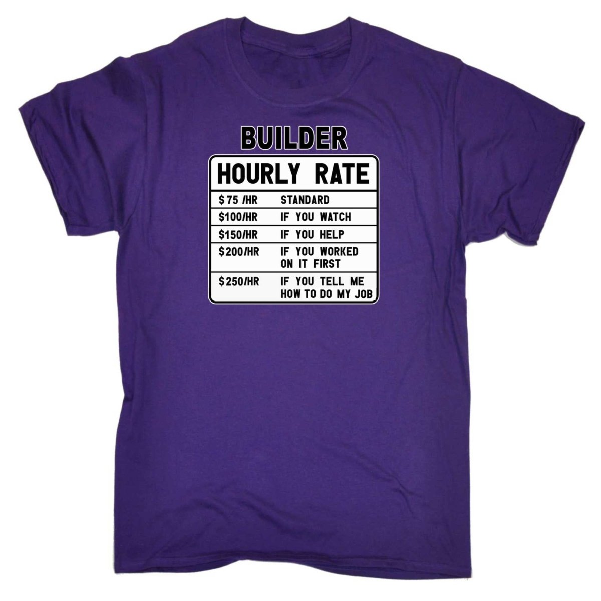 Builder Hourly Rate - Mens Funny T-Shirt Tshirts - 123t Australia | Funny T-Shirts Mugs Novelty Gifts