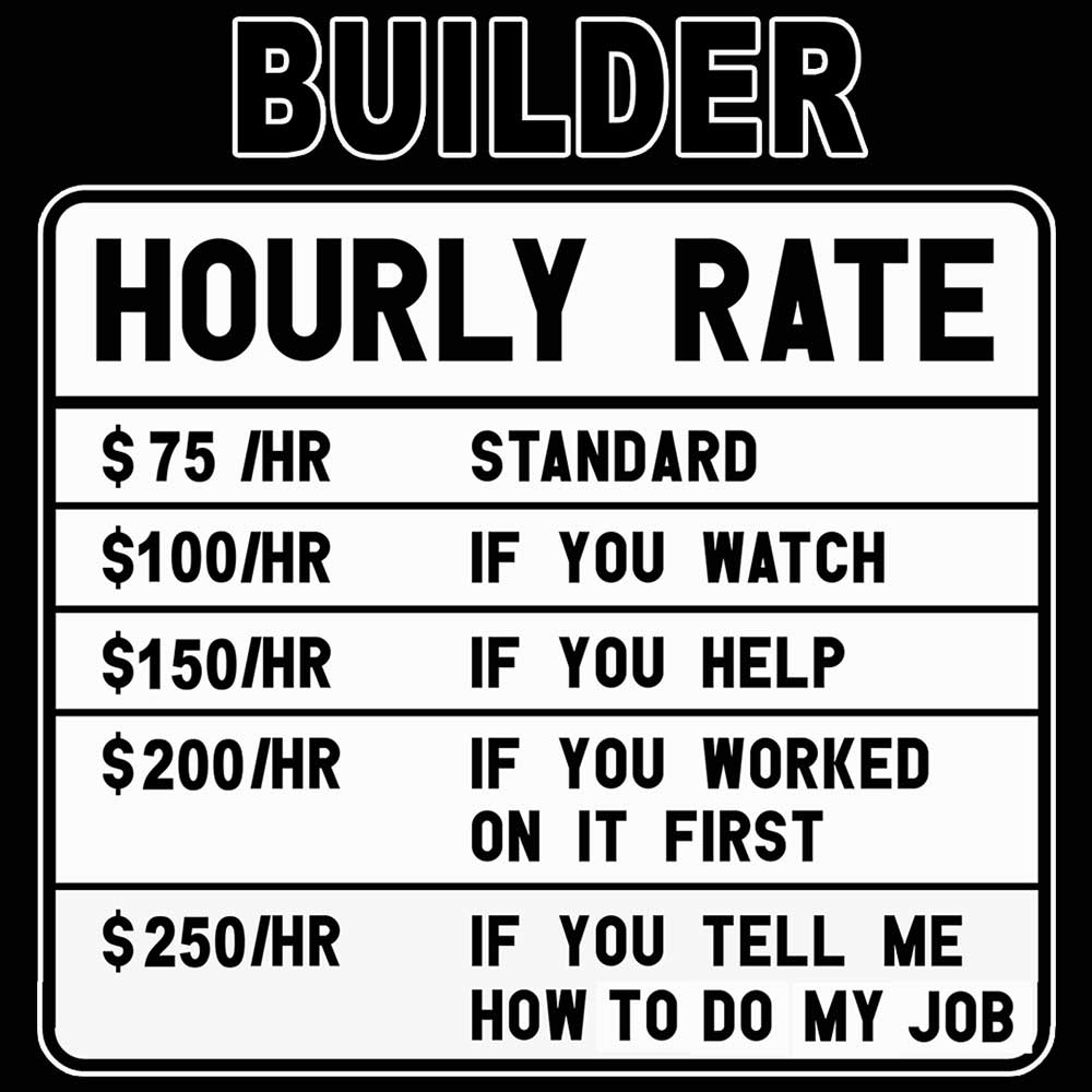 Builder Hourly Rate - Mens Funny T-Shirt Tshirts - 123t Australia | Funny T-Shirts Mugs Novelty Gifts