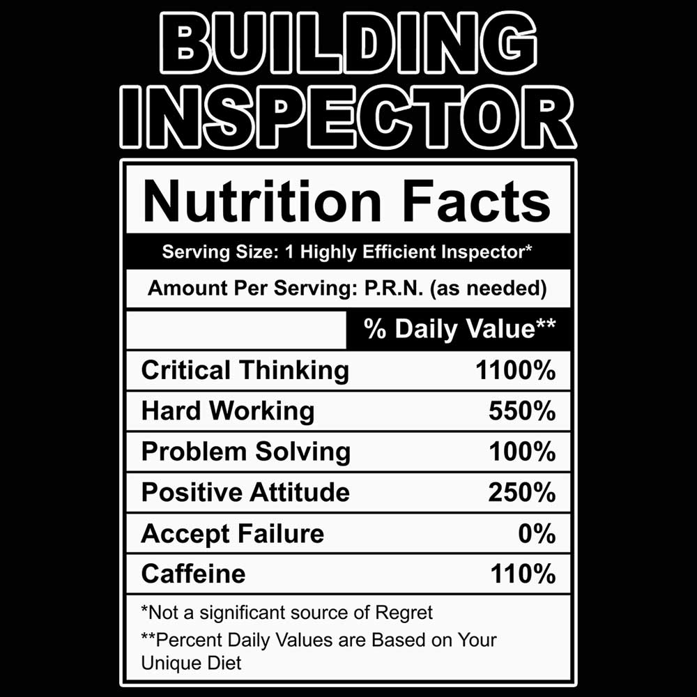 Building Inspector Nutrition Facts - Mens Funny T-Shirt Tshirts - 123t Australia | Funny T-Shirts Mugs Novelty Gifts