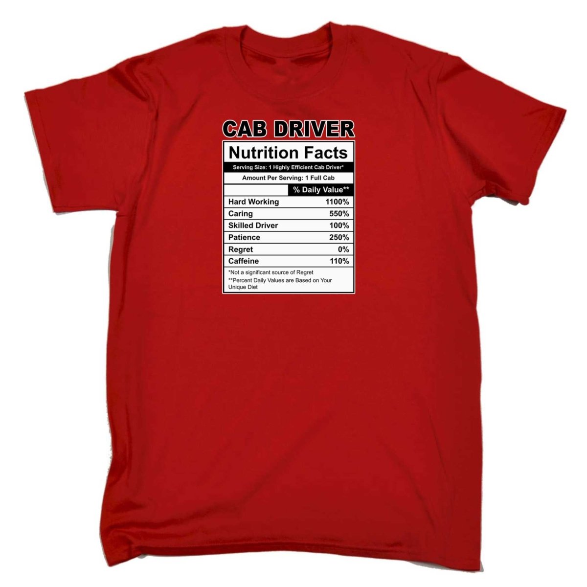 Cab Driver Nutrition Facts - Mens Funny T-Shirt Tshirts - 123t Australia | Funny T-Shirts Mugs Novelty Gifts