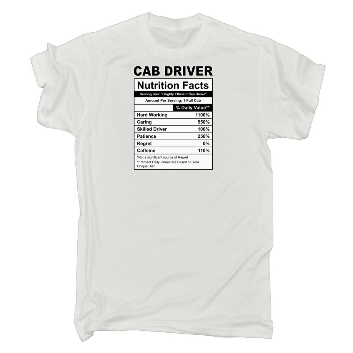 Cab Driver Nutrition Facts - Mens Funny T-Shirt Tshirts - 123t Australia | Funny T-Shirts Mugs Novelty Gifts