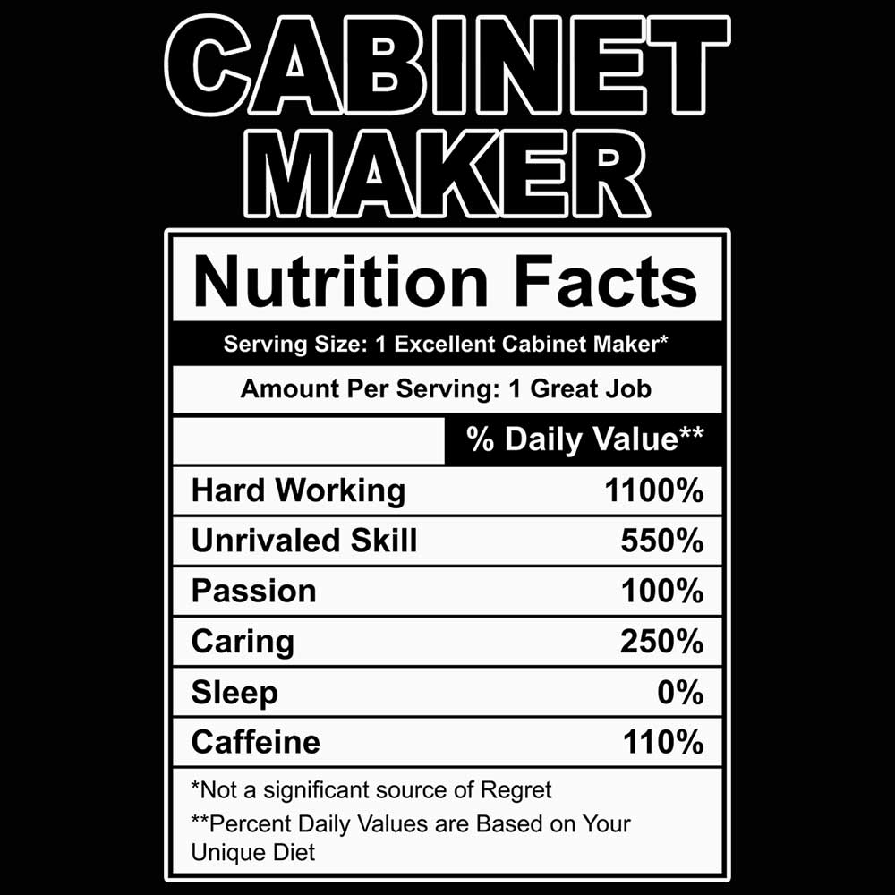 Cabinet Maker Nutrition Facts - Mens Funny T-Shirt Tshirts - 123t Australia | Funny T-Shirts Mugs Novelty Gifts