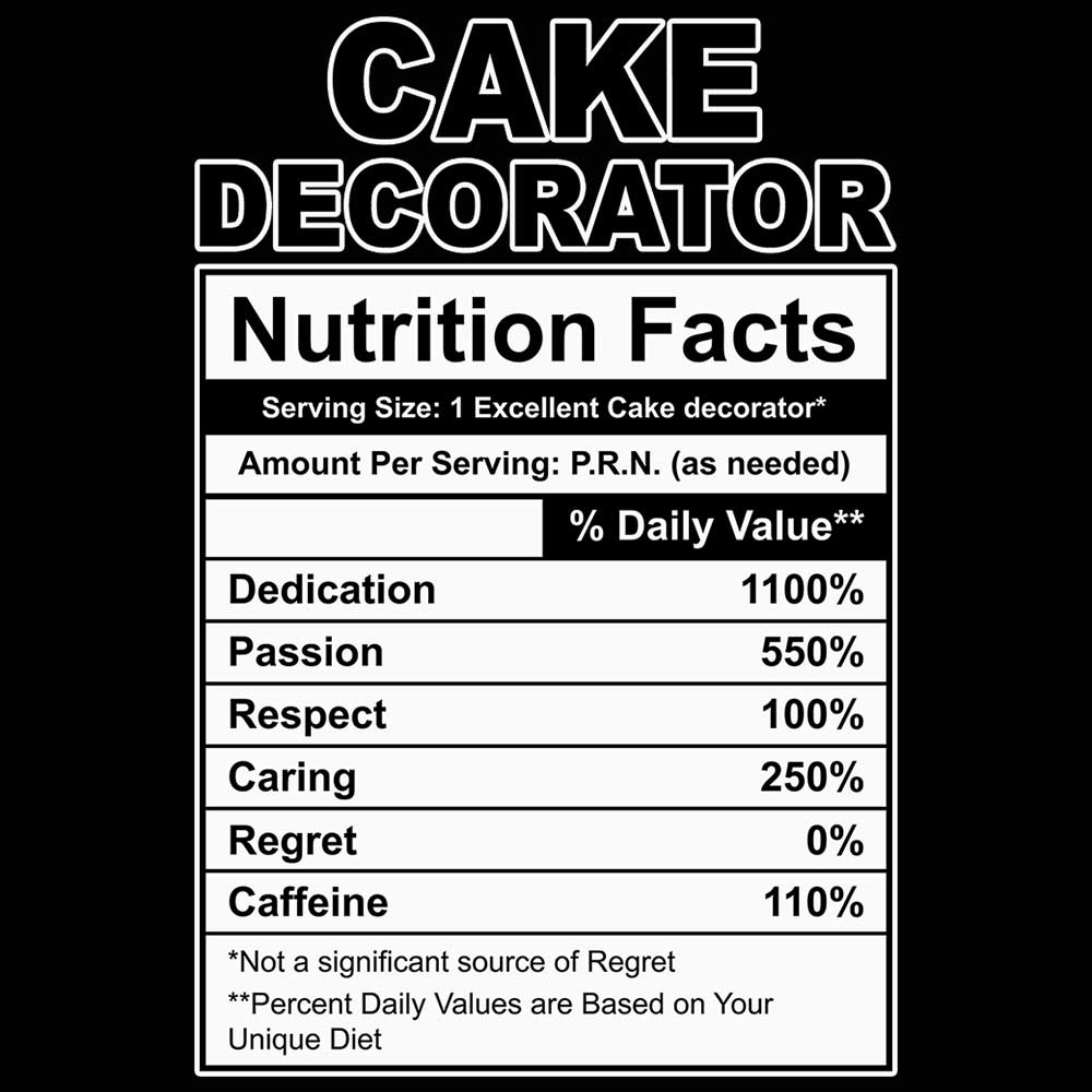 Cake Decorator Nutrition Facts - Mens Funny T-Shirt Tshirts - 123t Australia | Funny T-Shirts Mugs Novelty Gifts