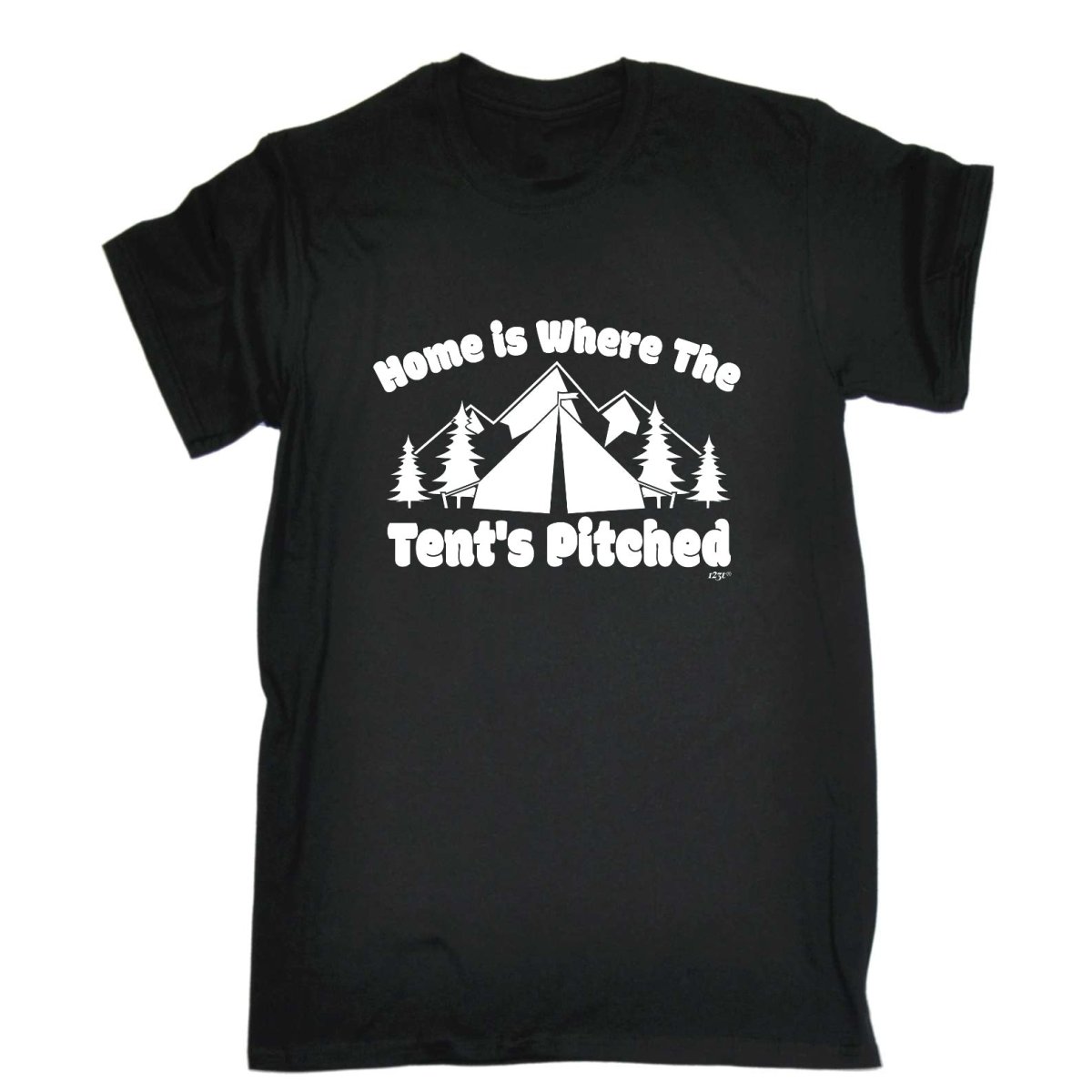Camping Home Is Where The Tents Pitched - Mens Funny Novelty T-Shirt Tshirts BLACK T Shirt - 123t Australia | Funny T-Shirts Mugs Novelty Gifts